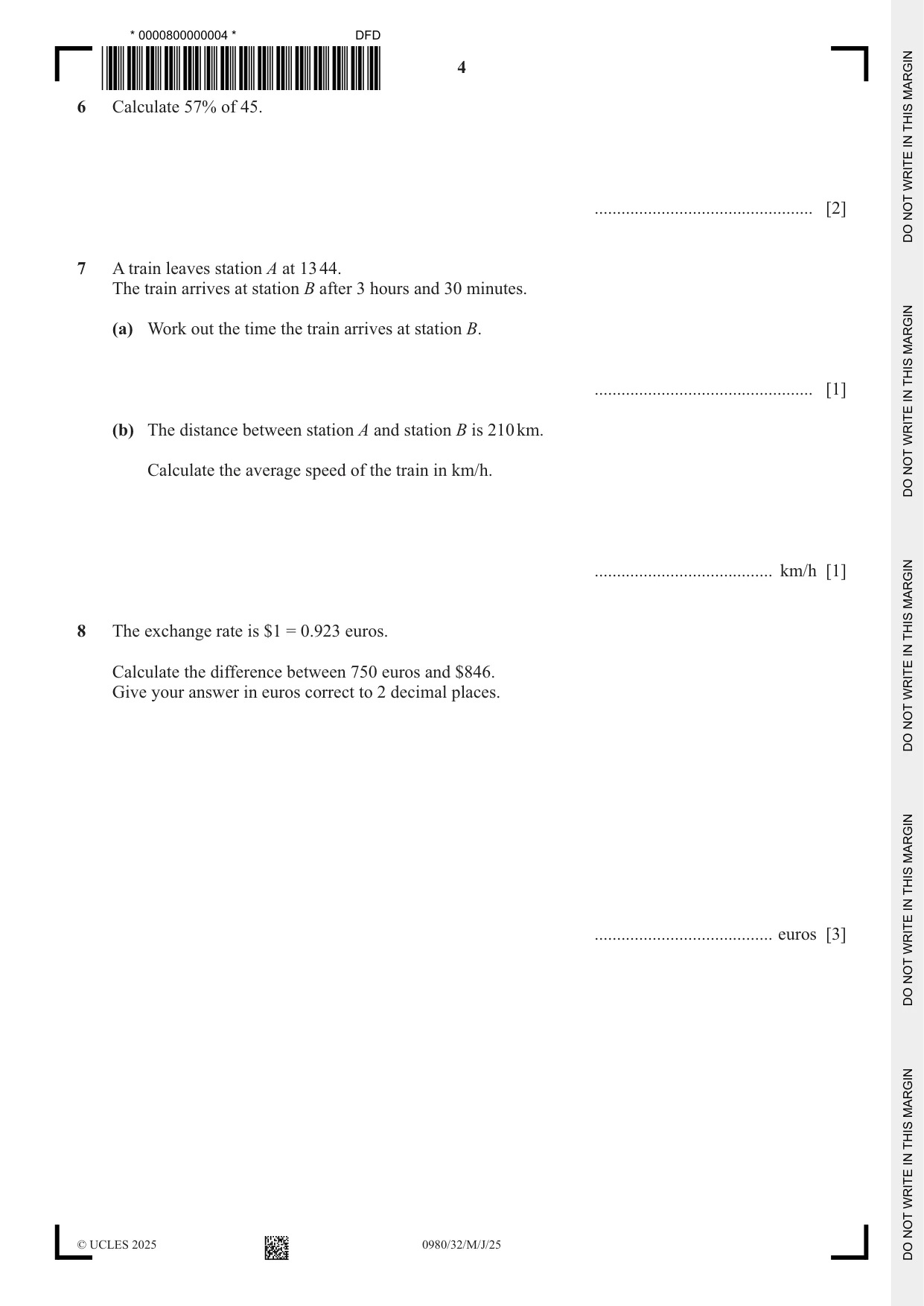 Cambridge IGCSE Mathematics (9-1) 0980 2025 May/June Paper 3 · Variant 2 question paper, page 4 of 16