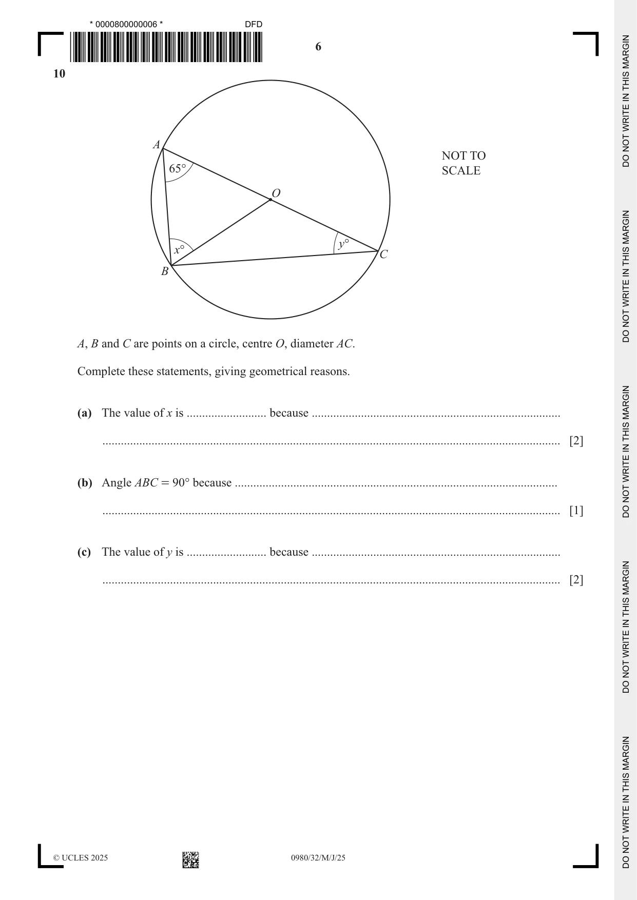 Cambridge IGCSE Mathematics (9-1) 0980 2025 May/June Paper 3 · Variant 2 question paper, page 6 of 16