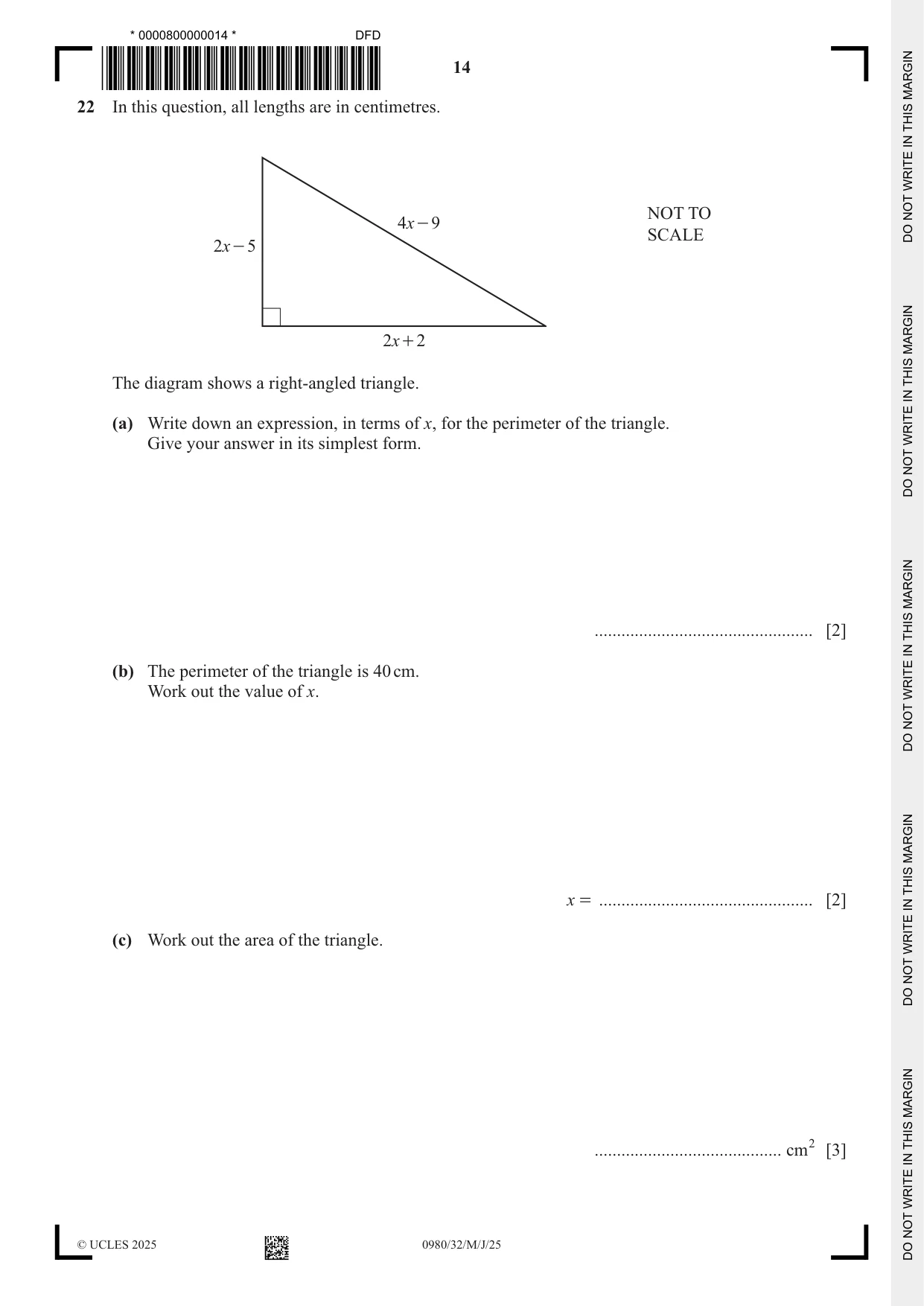 Cambridge IGCSE Mathematics (9-1) 0980 2025 May/June Paper 3 · Variant 2 question paper, page 14 of 16