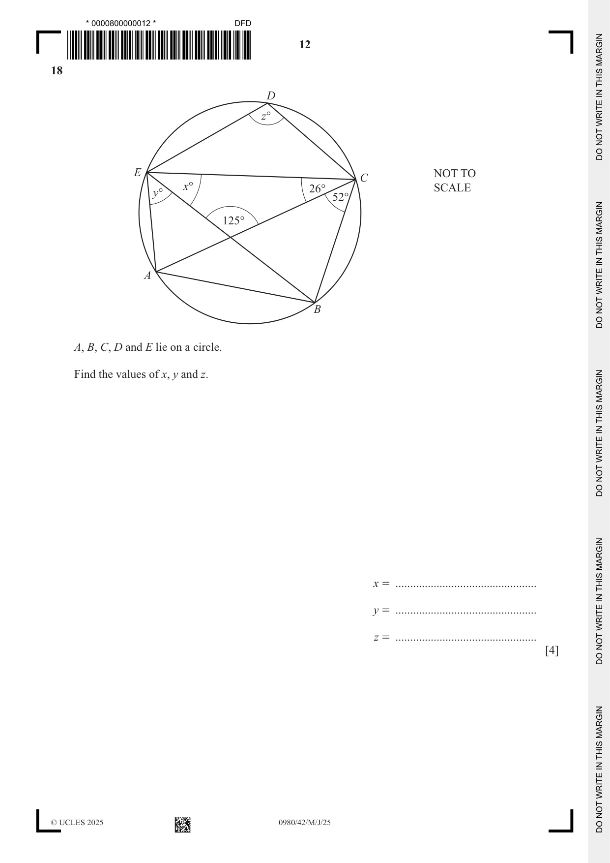 Cambridge IGCSE Mathematics (9-1) 0980 2025 May/June Paper 4 · Variant 2 question paper, page 12 of 20