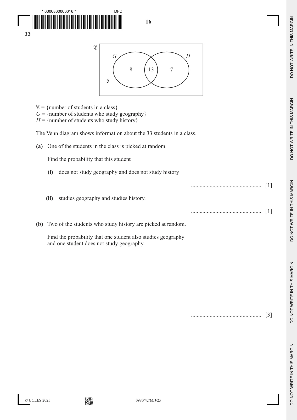 Cambridge IGCSE Mathematics (9-1) 0980 2025 May/June Paper 4 · Variant 2 question paper, page 16 of 20