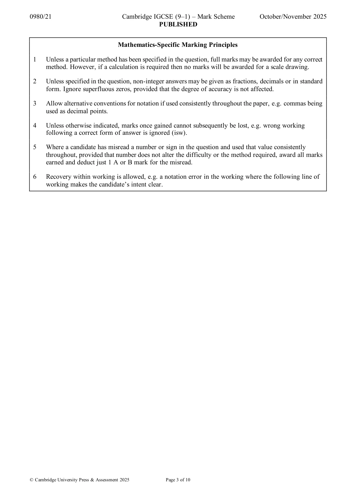 Mark scheme, page 3 of 10