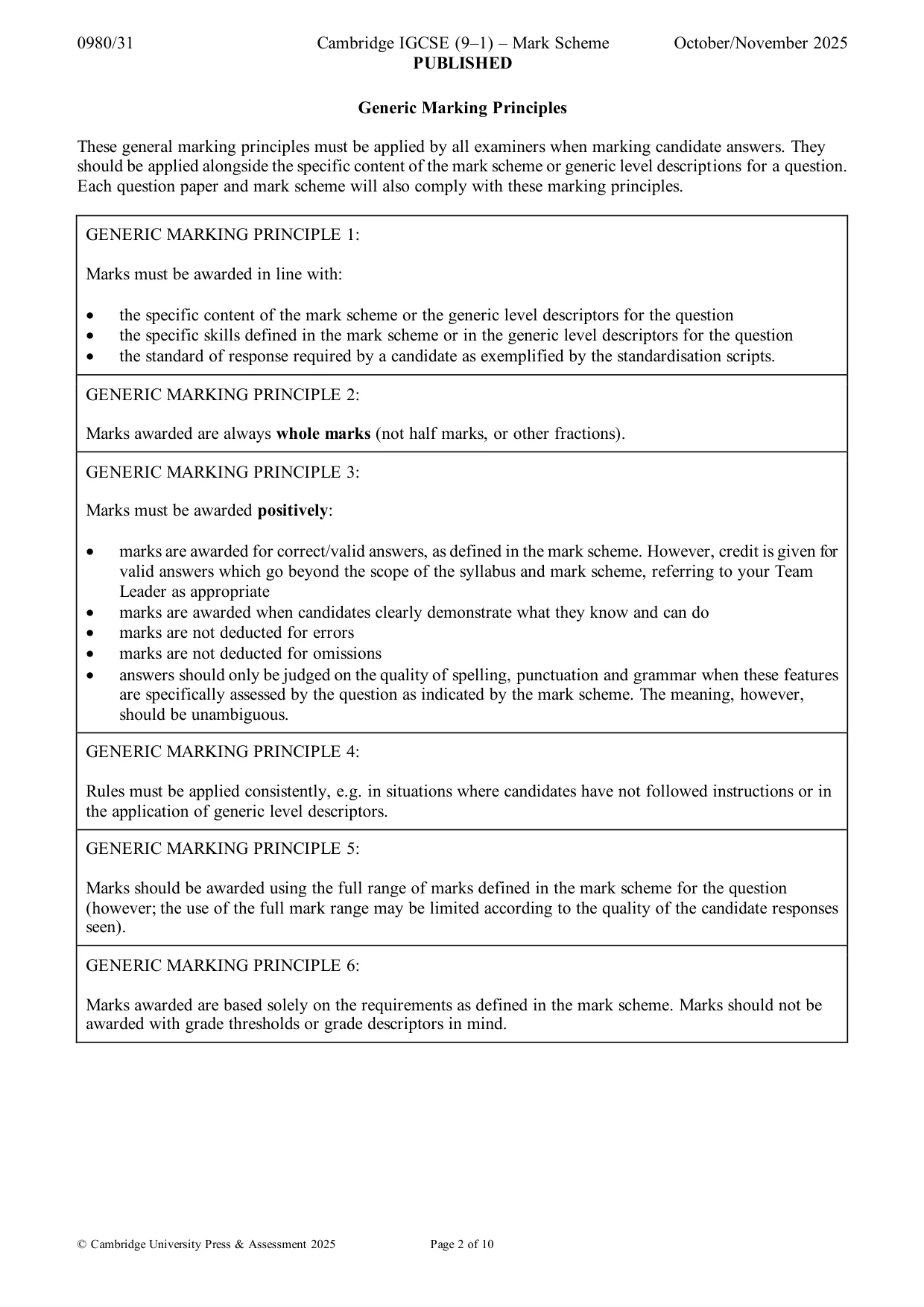 Mark scheme, page 2 of 10
