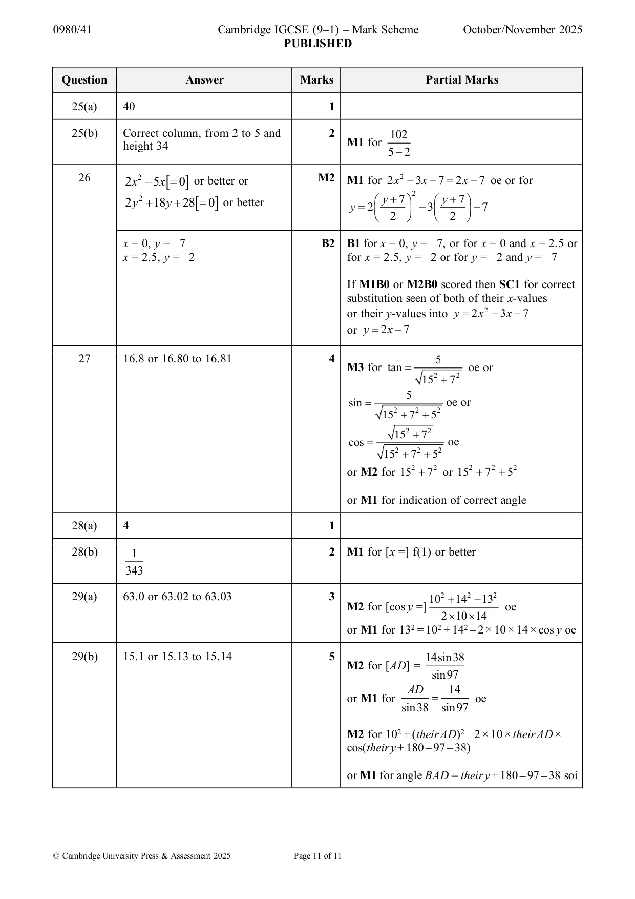 Mark scheme, page 11 of 11