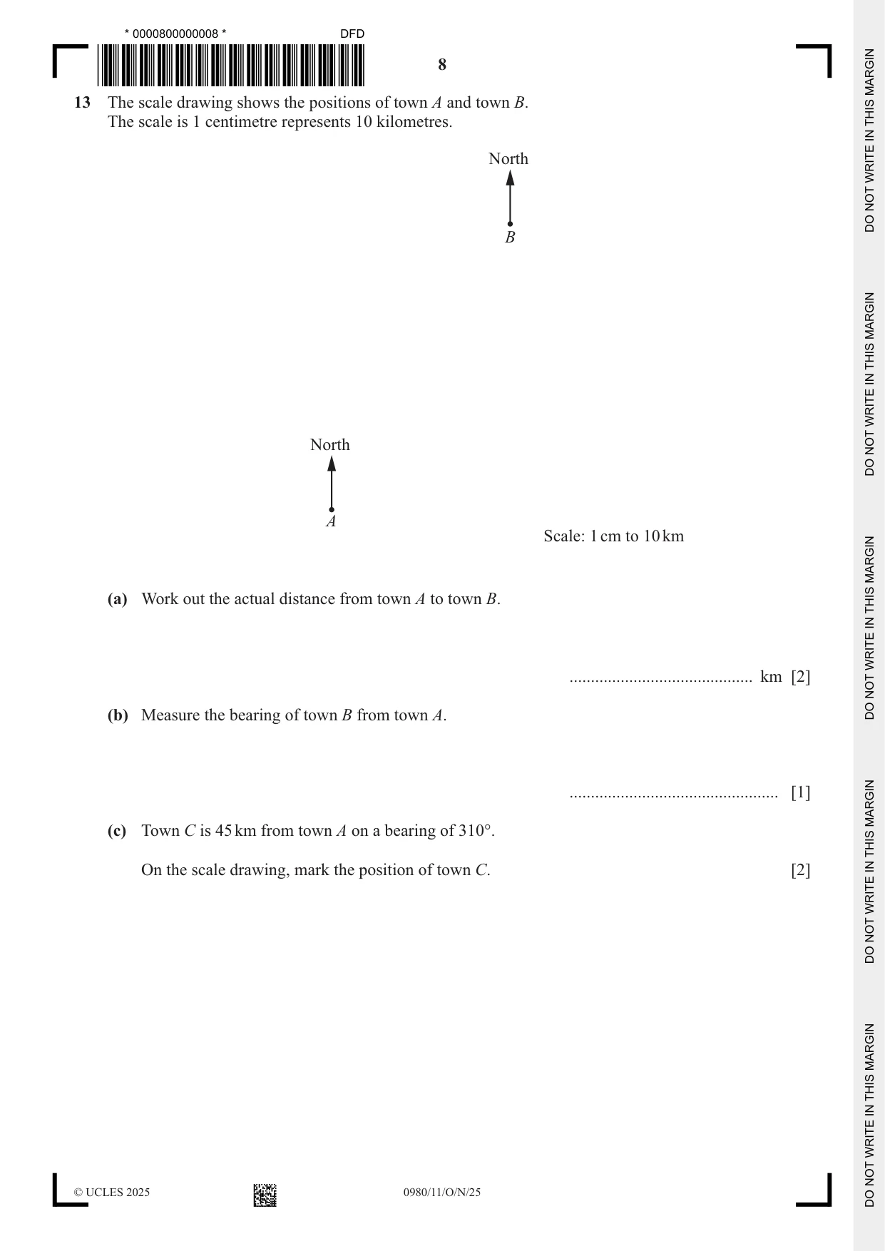 Cambridge IGCSE Mathematics (9-1) 0980 2025 Oct/Nov Paper 1 · Variant 1 question paper, page 8 of 16