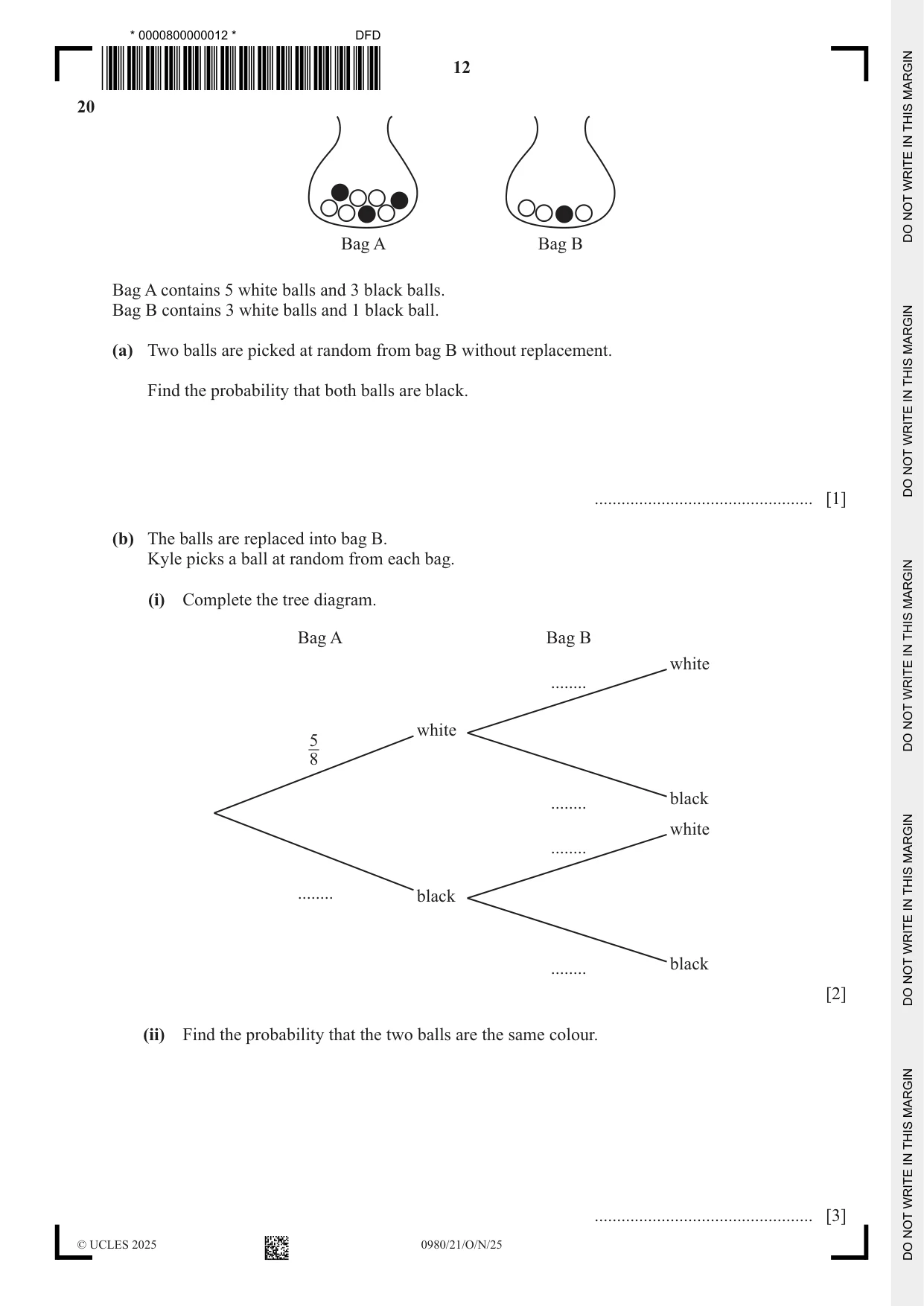 Cambridge IGCSE Mathematics (9-1) 0980 2025 Oct/Nov Paper 2 · Variant 1 question paper, page 12 of 16