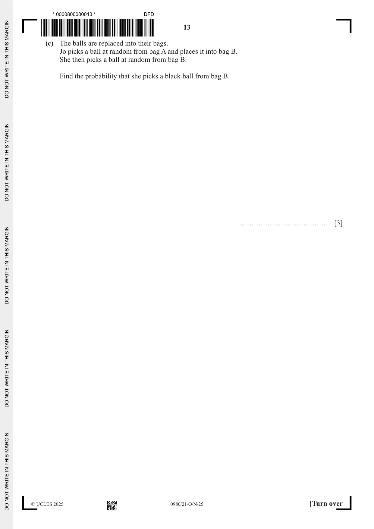 Cambridge IGCSE Mathematics (9-1) 0980 2025 Oct/Nov Paper 2 · Variant 1 question paper, page 13 of 16