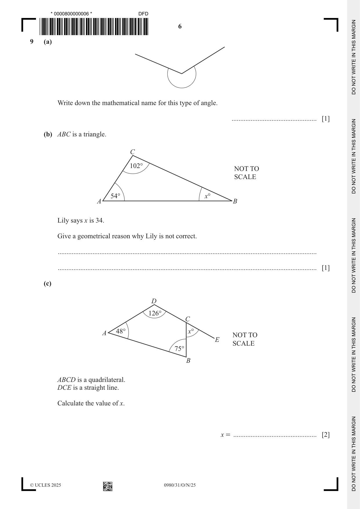 Cambridge IGCSE Mathematics (9-1) 0980 2025 Oct/Nov Paper 3 · Variant 1 question paper, page 6 of 16