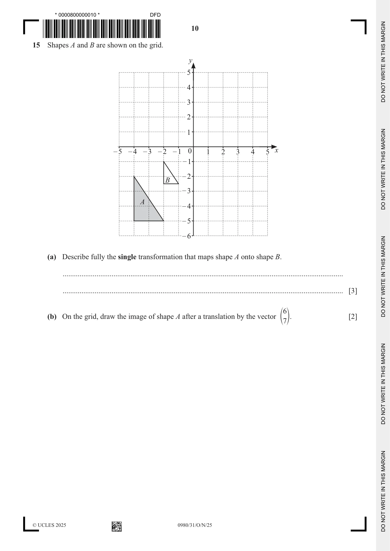Cambridge IGCSE Mathematics (9-1) 0980 2025 Oct/Nov Paper 3 · Variant 1 question paper, page 10 of 16