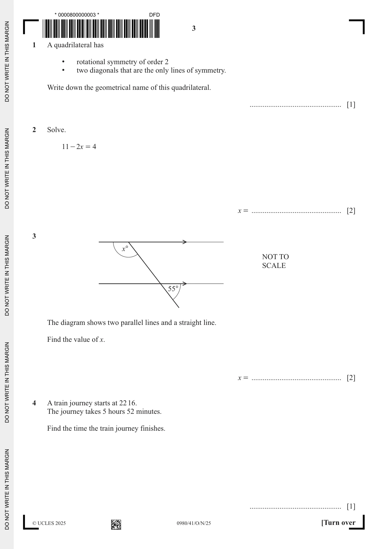 Cambridge IGCSE Mathematics (9-1) 0980 2025 Oct/Nov Paper 4 · Variant 1 question paper, page 3 of 20