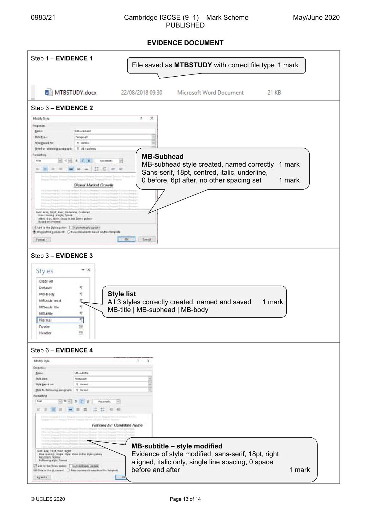 Mark scheme, page 13 of 14