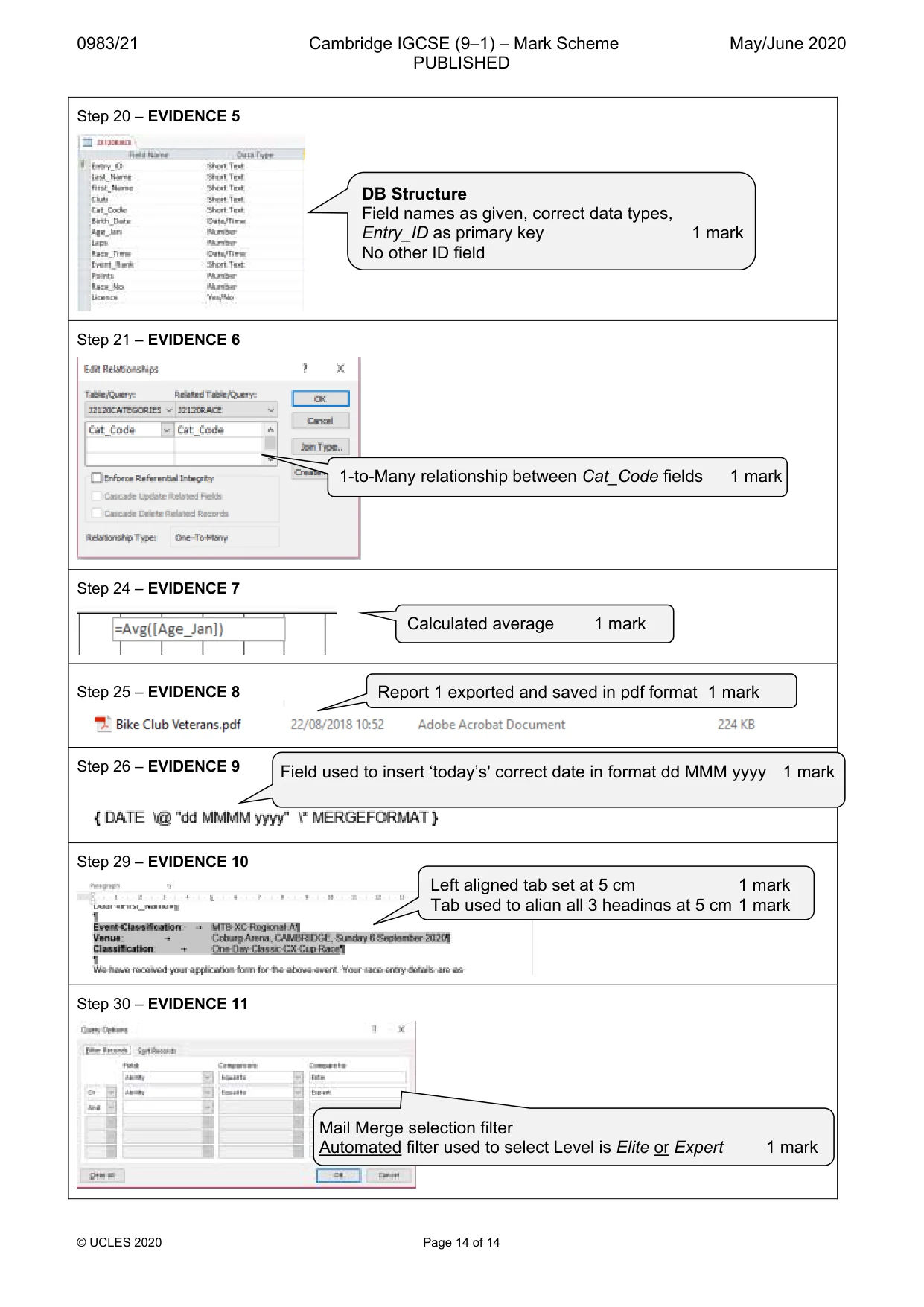 Mark scheme, page 14 of 14