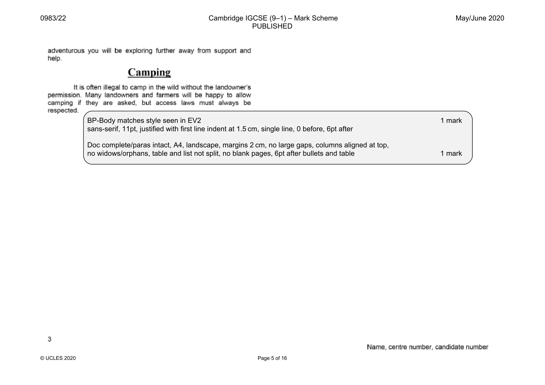 Mark scheme, page 5 of 16