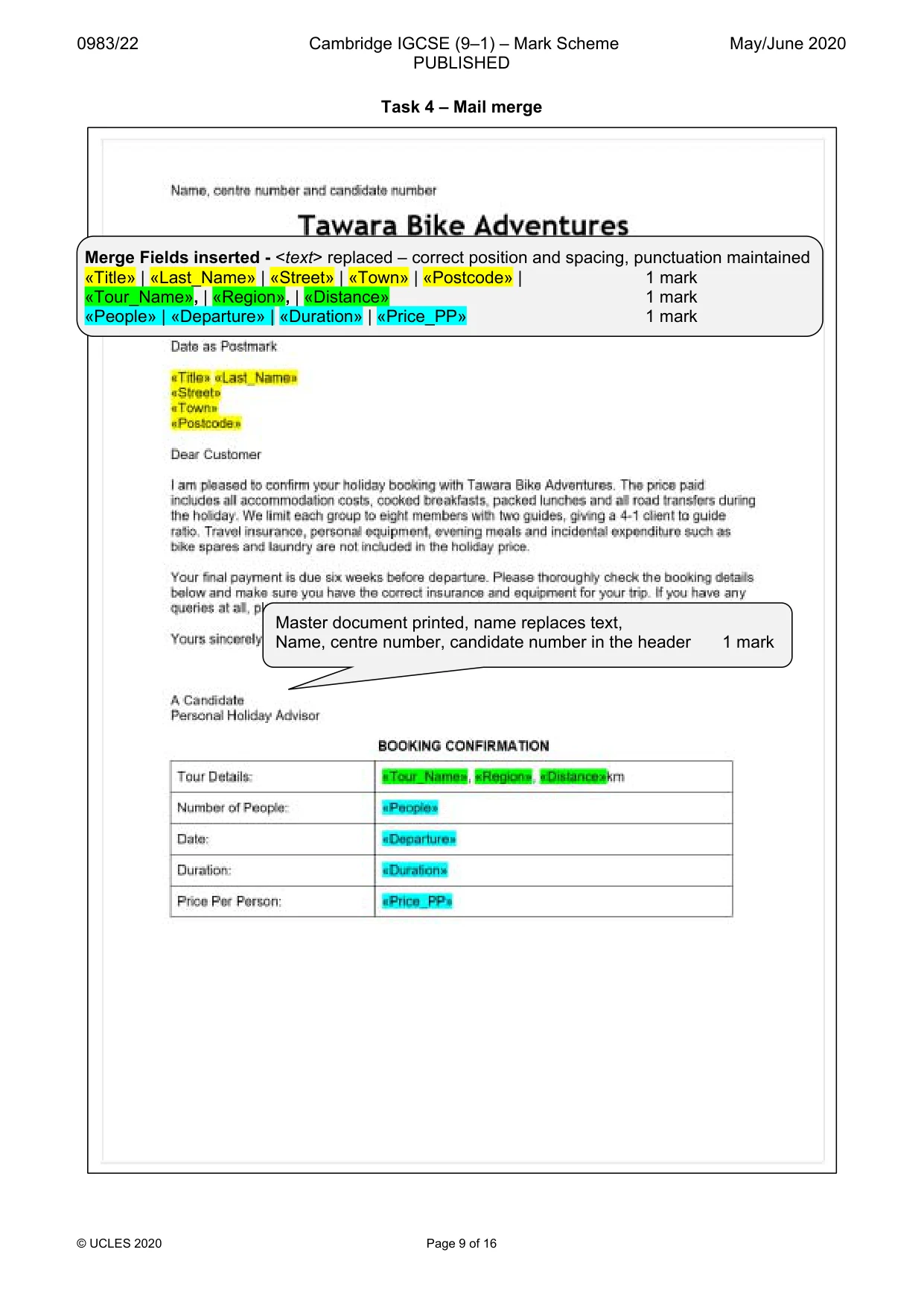 Mark scheme, page 9 of 16