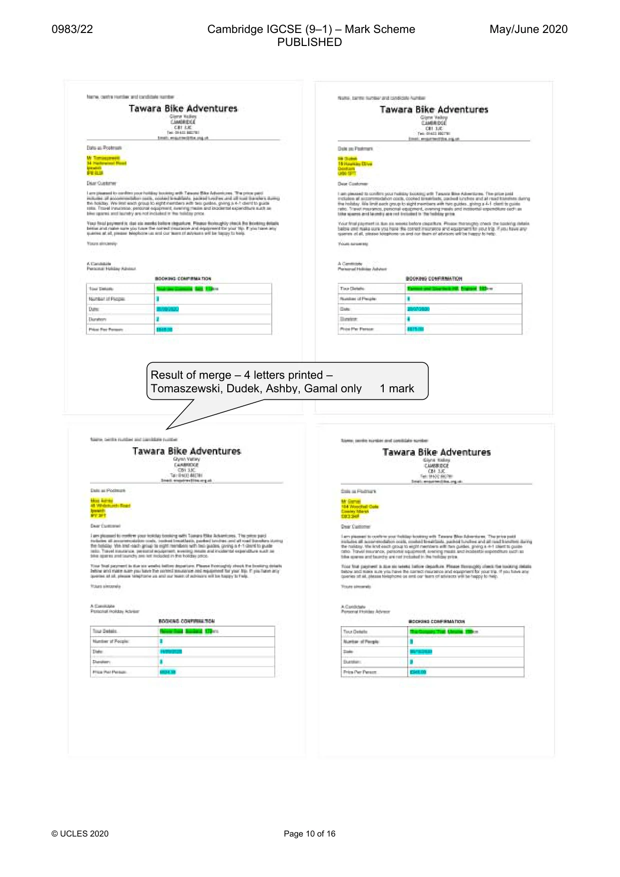 Mark scheme, page 10 of 16