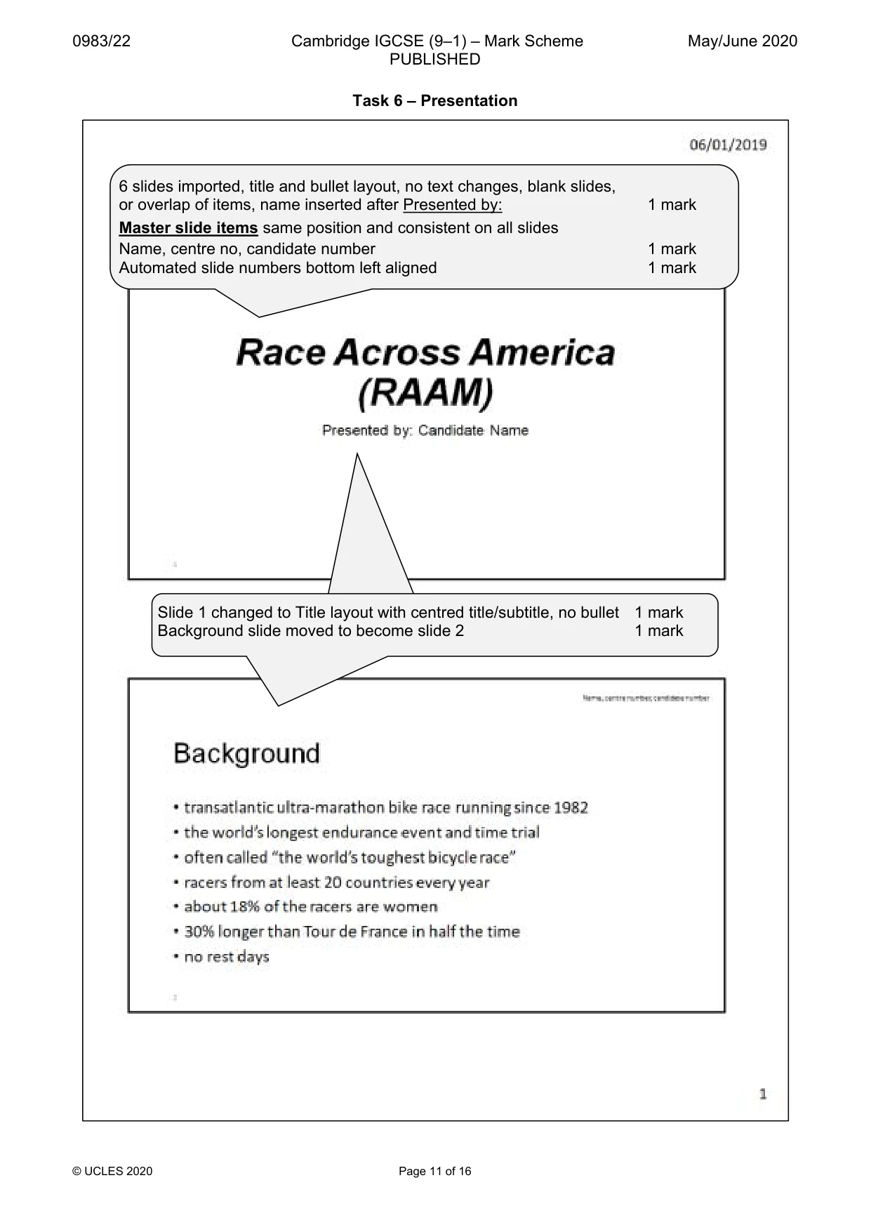 Mark scheme, page 11 of 16