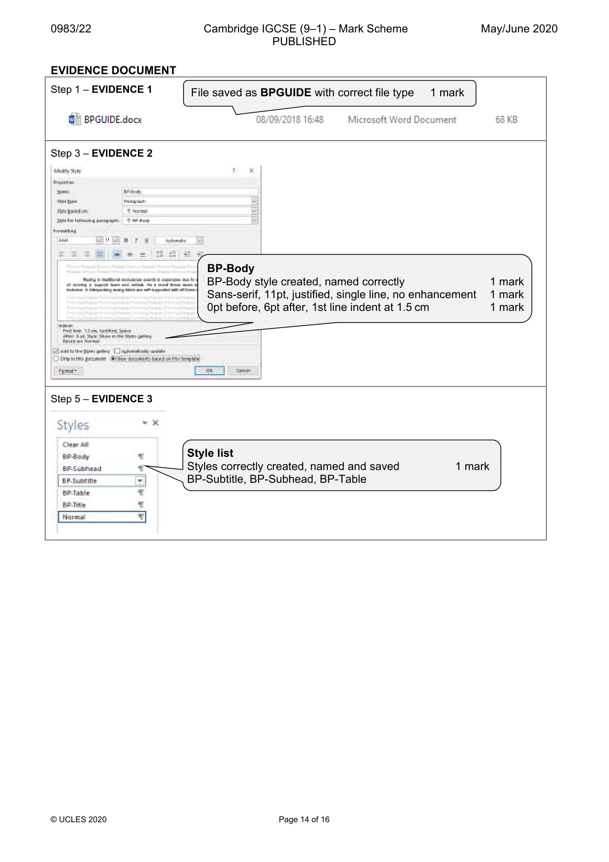 Mark scheme, page 14 of 16