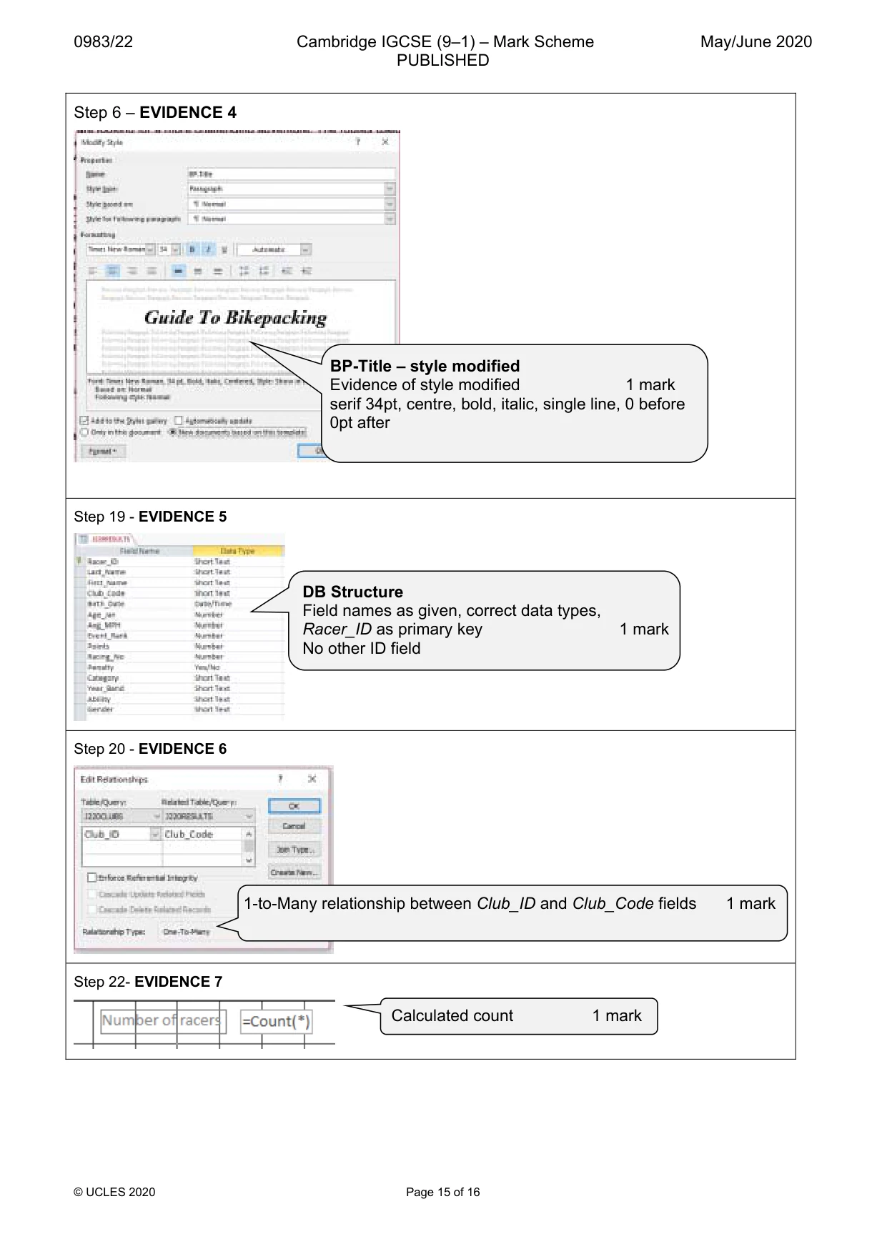 Mark scheme, page 15 of 16