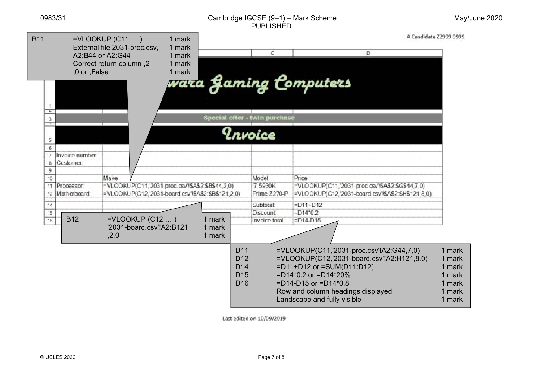 Mark scheme, page 7 of 8
