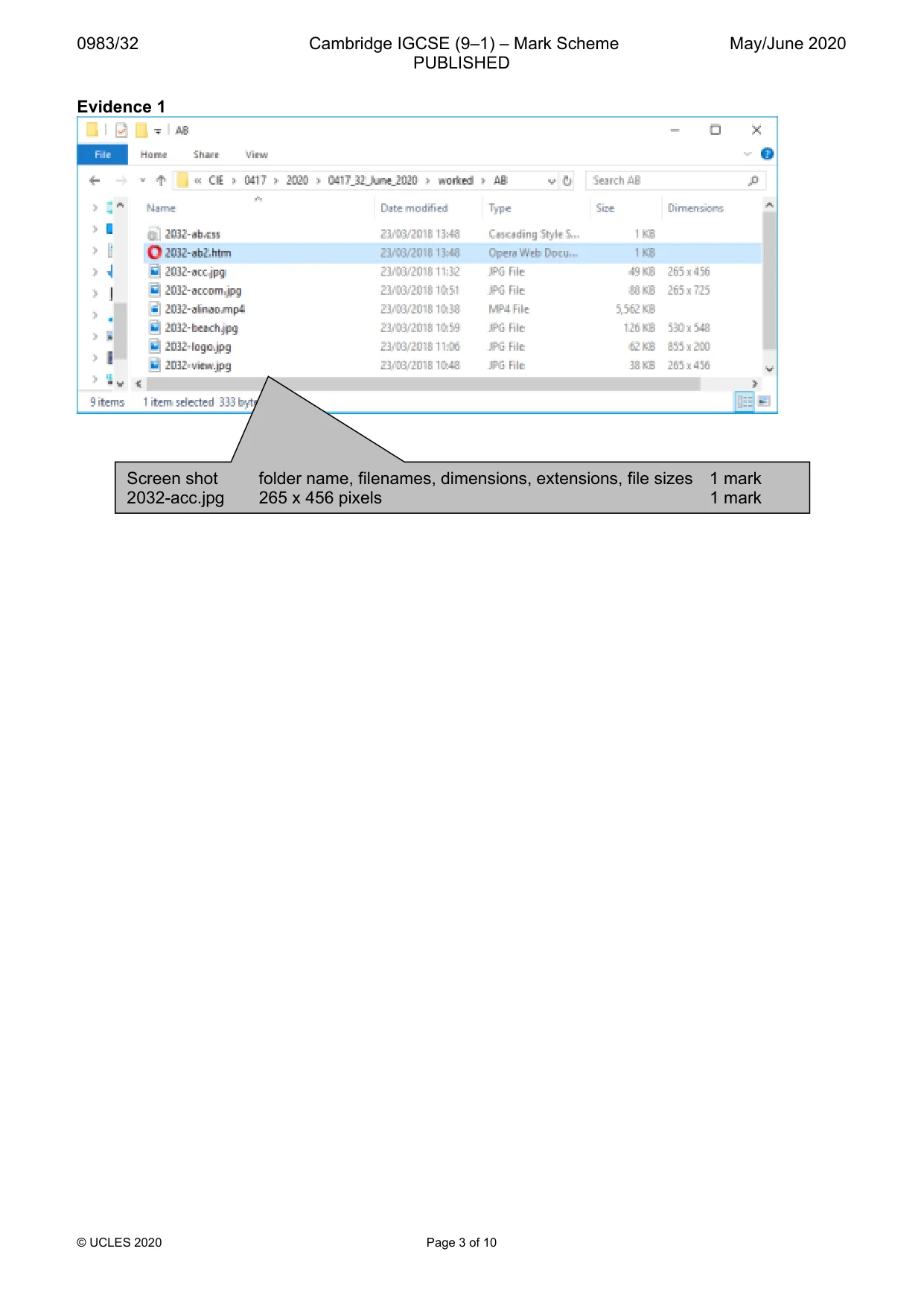 Mark scheme, page 3 of 10