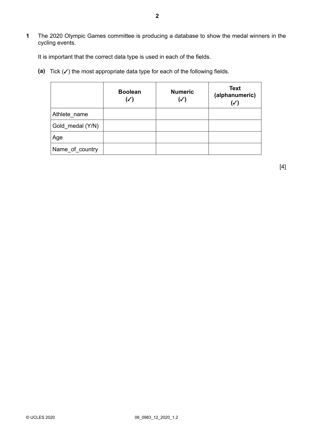 Cambridge IGCSE Information and Communication Technology (9-1) 0983 2020 May/June Paper 1 · Variant 2 question paper, page 2 of 16