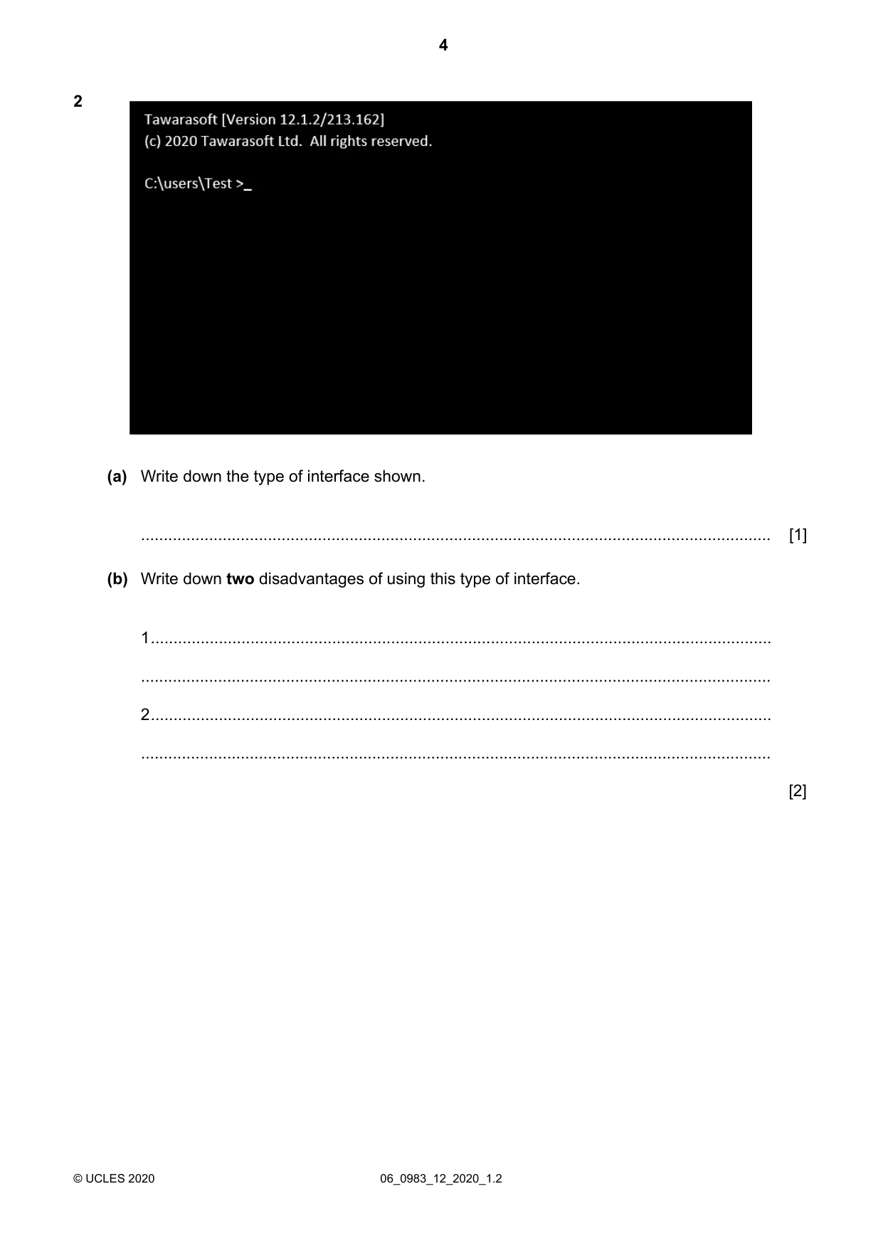 Cambridge IGCSE Information and Communication Technology (9-1) 0983 2020 May/June Paper 1 · Variant 2 question paper, page 4 of 16