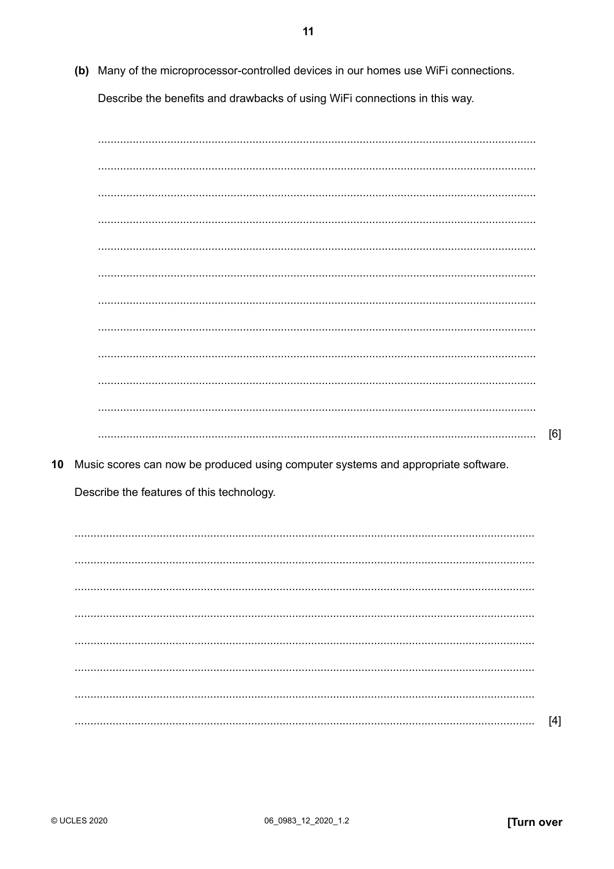 Cambridge IGCSE Information and Communication Technology (9-1) 0983 2020 May/June Paper 1 · Variant 2 question paper, page 11 of 16