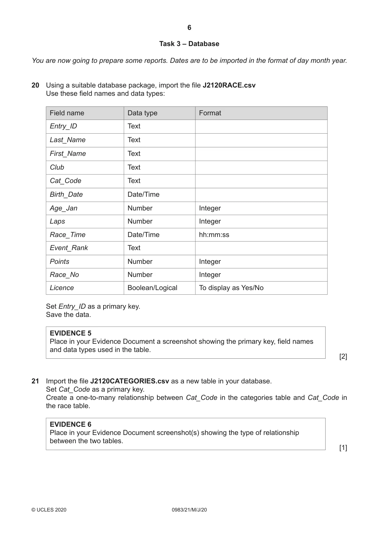 Cambridge IGCSE Information and Communication Technology (9-1) 0983 2020 May/June Paper 2 · Variant 1 question paper, page 6 of 12