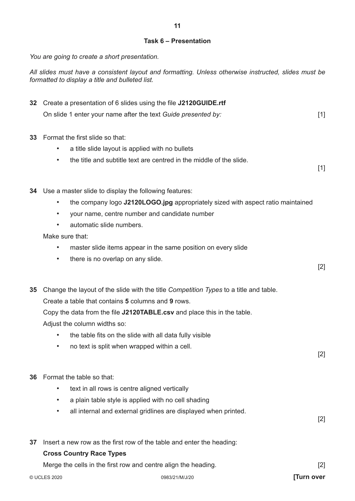 Cambridge IGCSE Information and Communication Technology (9-1) 0983 2020 May/June Paper 2 · Variant 1 question paper, page 11 of 12