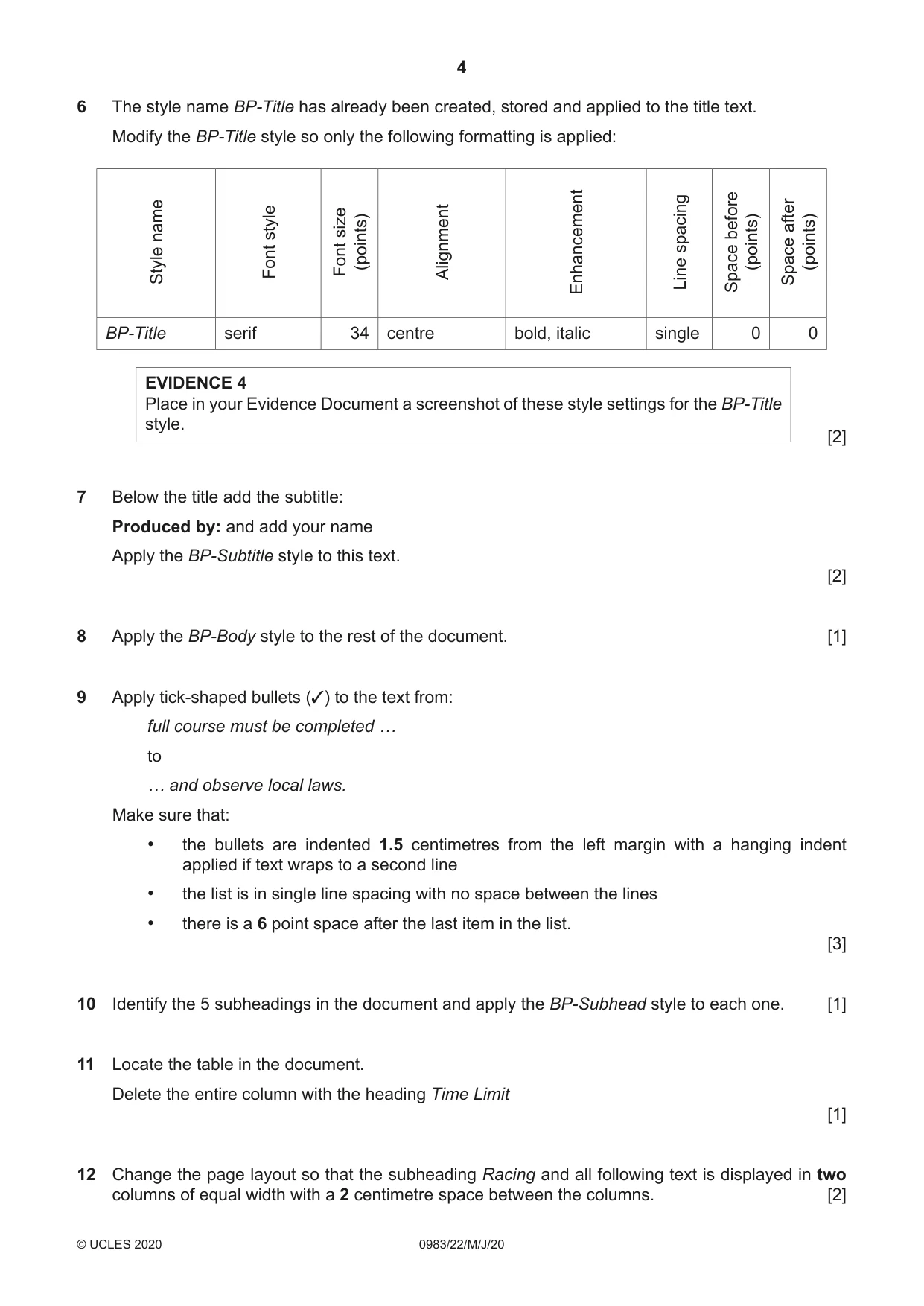 Cambridge IGCSE Information and Communication Technology (9-1) 0983 2020 May/June Paper 2 · Variant 2 question paper, page 4 of 16