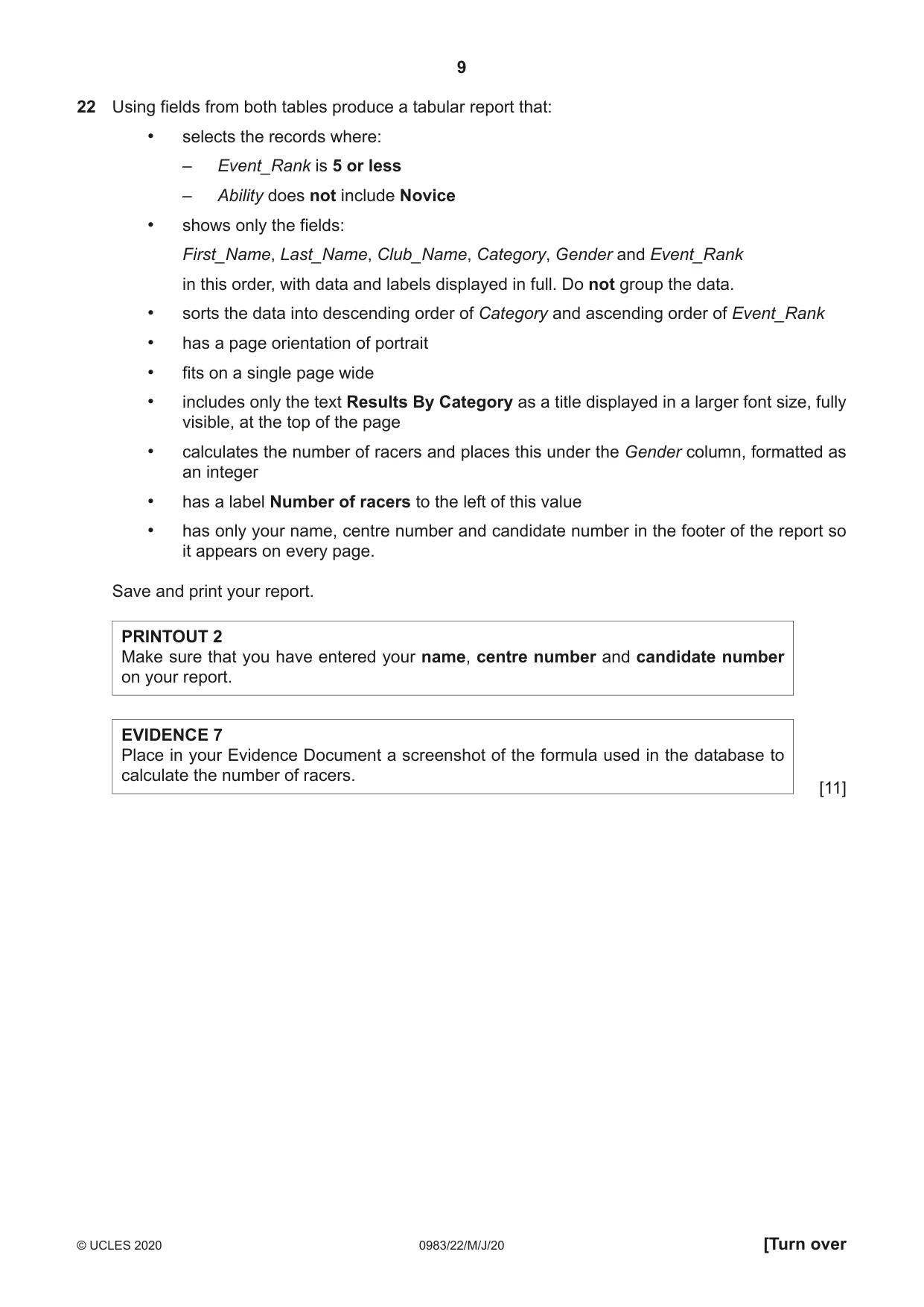 Cambridge IGCSE Information and Communication Technology (9-1) 0983 2020 May/June Paper 2 · Variant 2 question paper, page 9 of 16