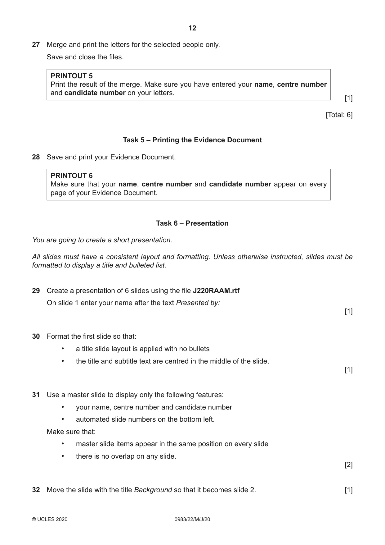 Cambridge IGCSE Information and Communication Technology (9-1) 0983 2020 May/June Paper 2 · Variant 2 question paper, page 12 of 16