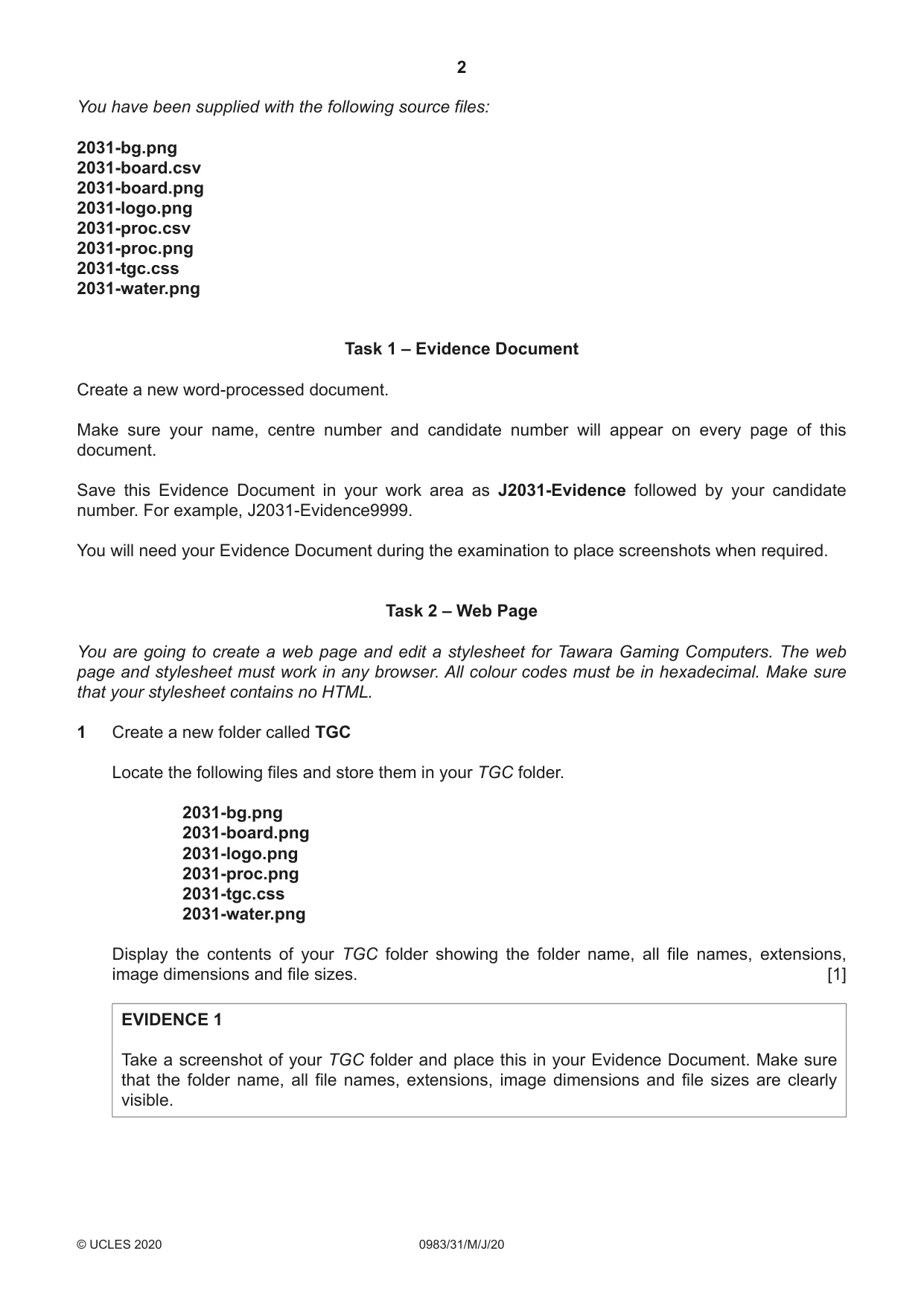 Cambridge IGCSE Information and Communication Technology (9-1) 0983 2020 May/June Paper 3 · Variant 1 question paper, page 2 of 8
