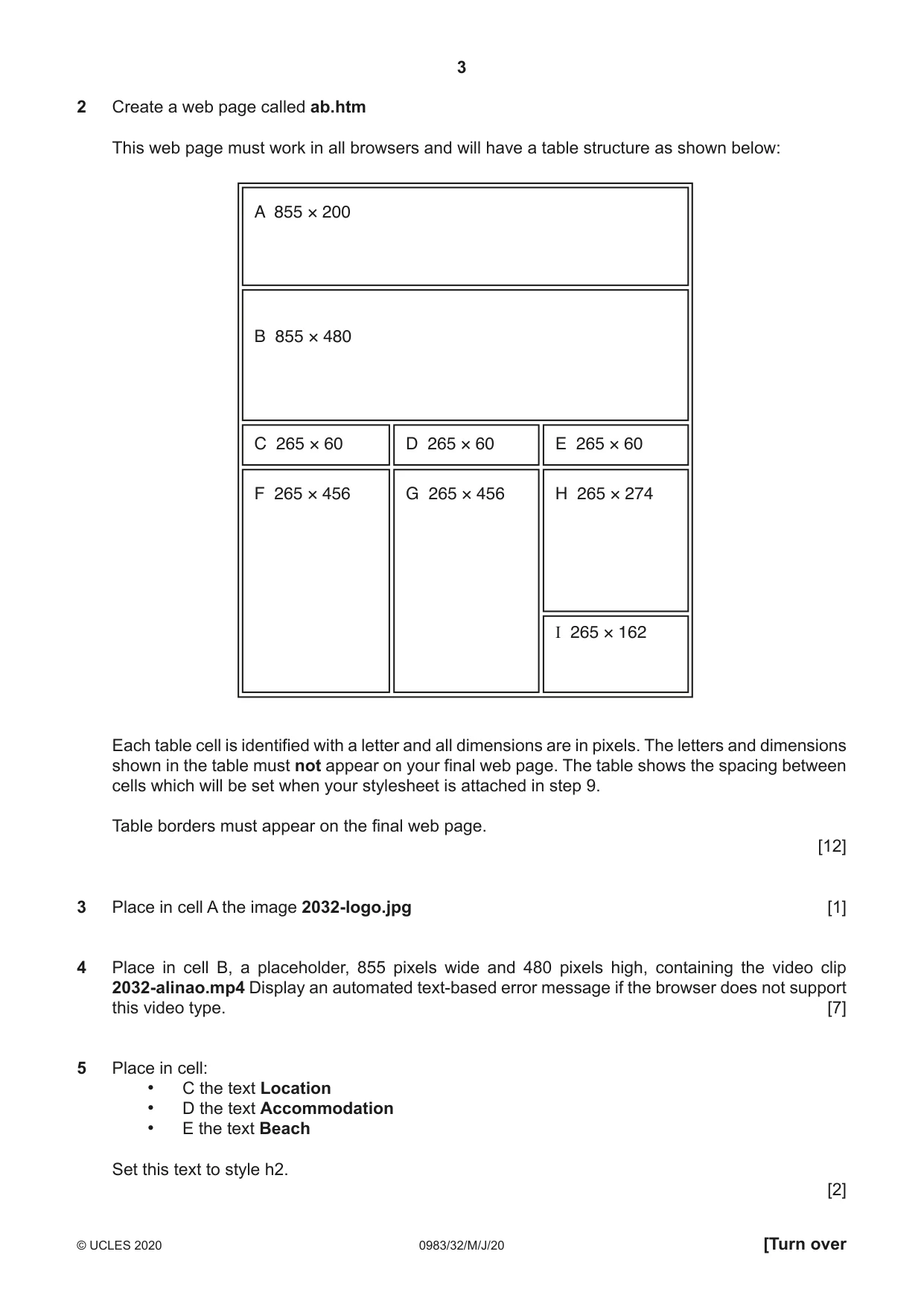 Cambridge IGCSE Information and Communication Technology (9-1) 0983 2020 May/June Paper 3 · Variant 2 question paper, page 3 of 8