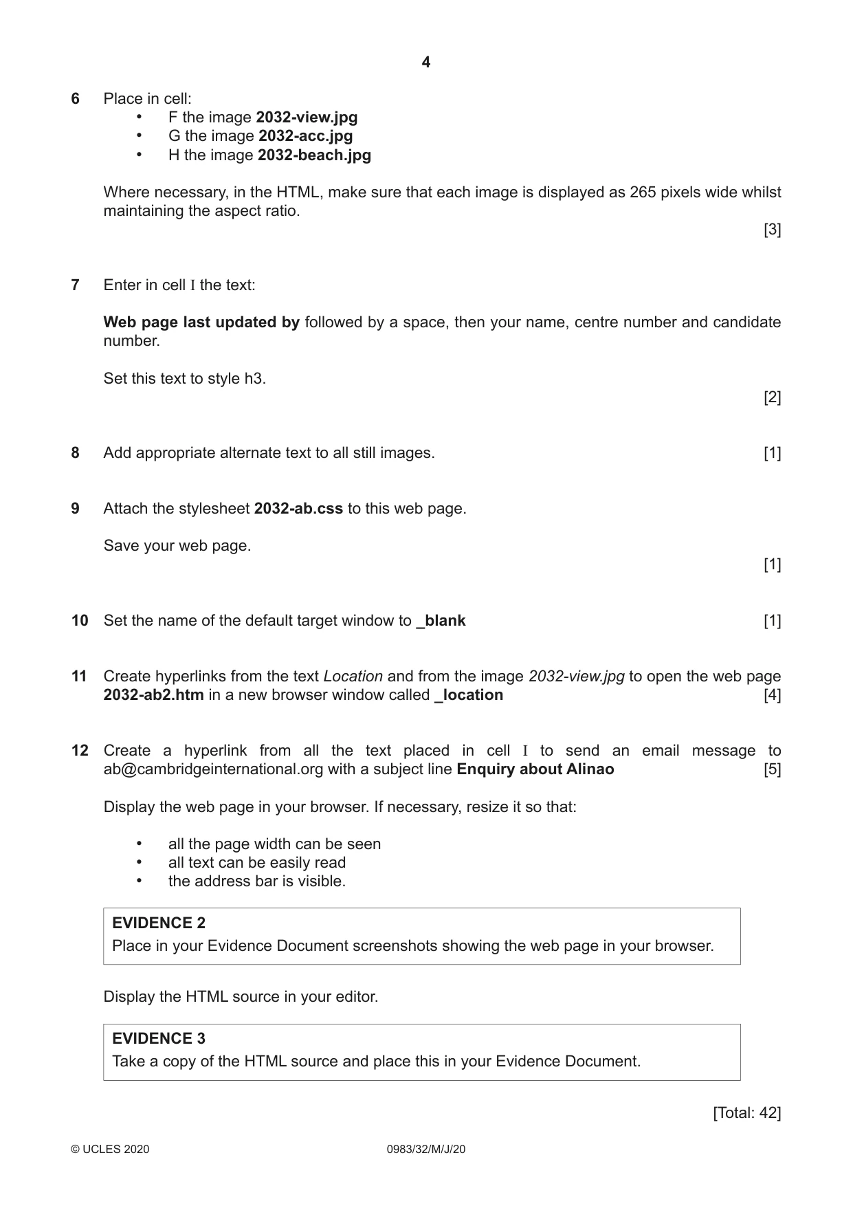 Cambridge IGCSE Information and Communication Technology (9-1) 0983 2020 May/June Paper 3 · Variant 2 question paper, page 4 of 8