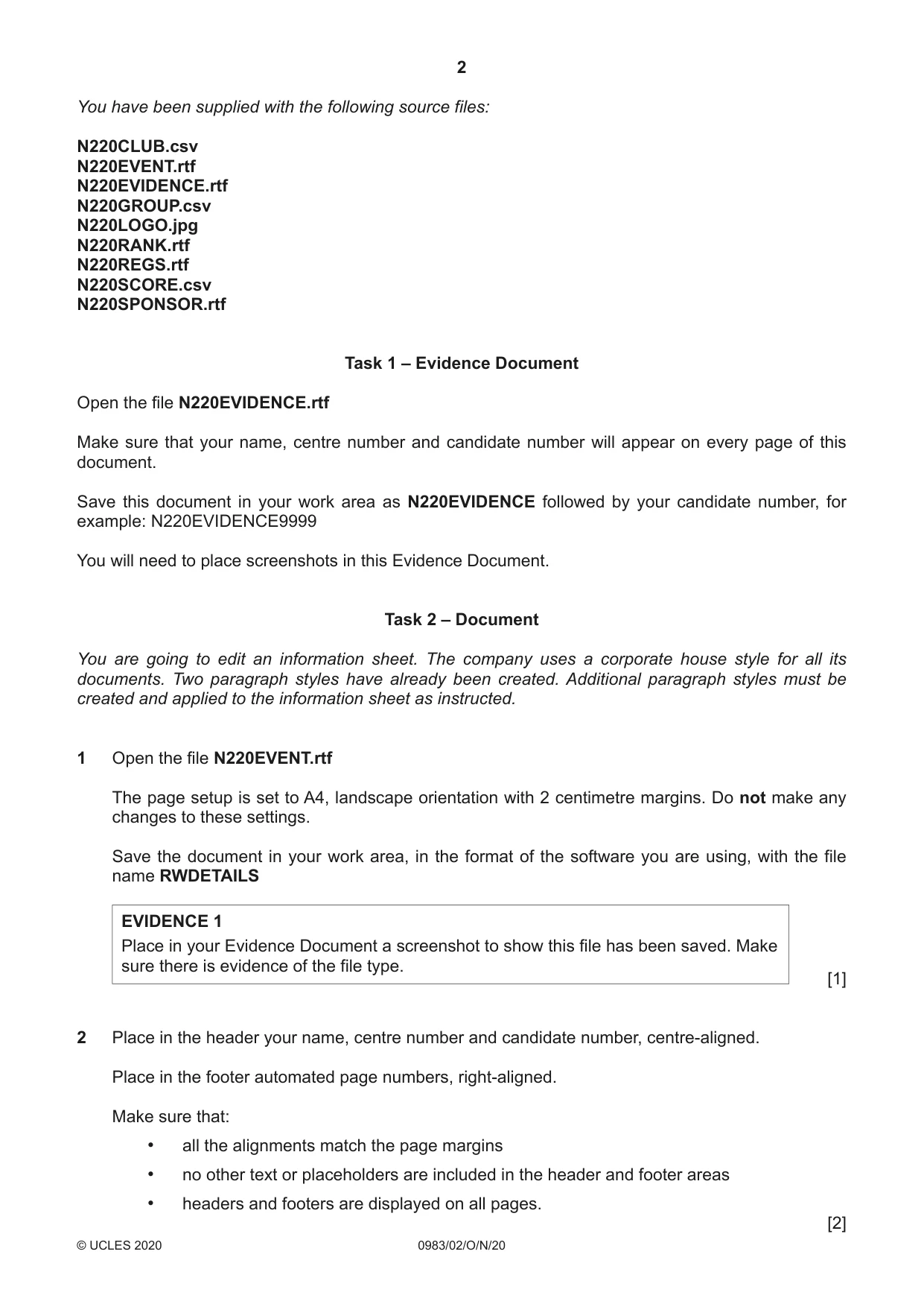 Cambridge IGCSE Information and Communication Technology (9-1) 0983 2020 Oct/Nov Paper 2 · Variant 0 question paper, page 2 of 16