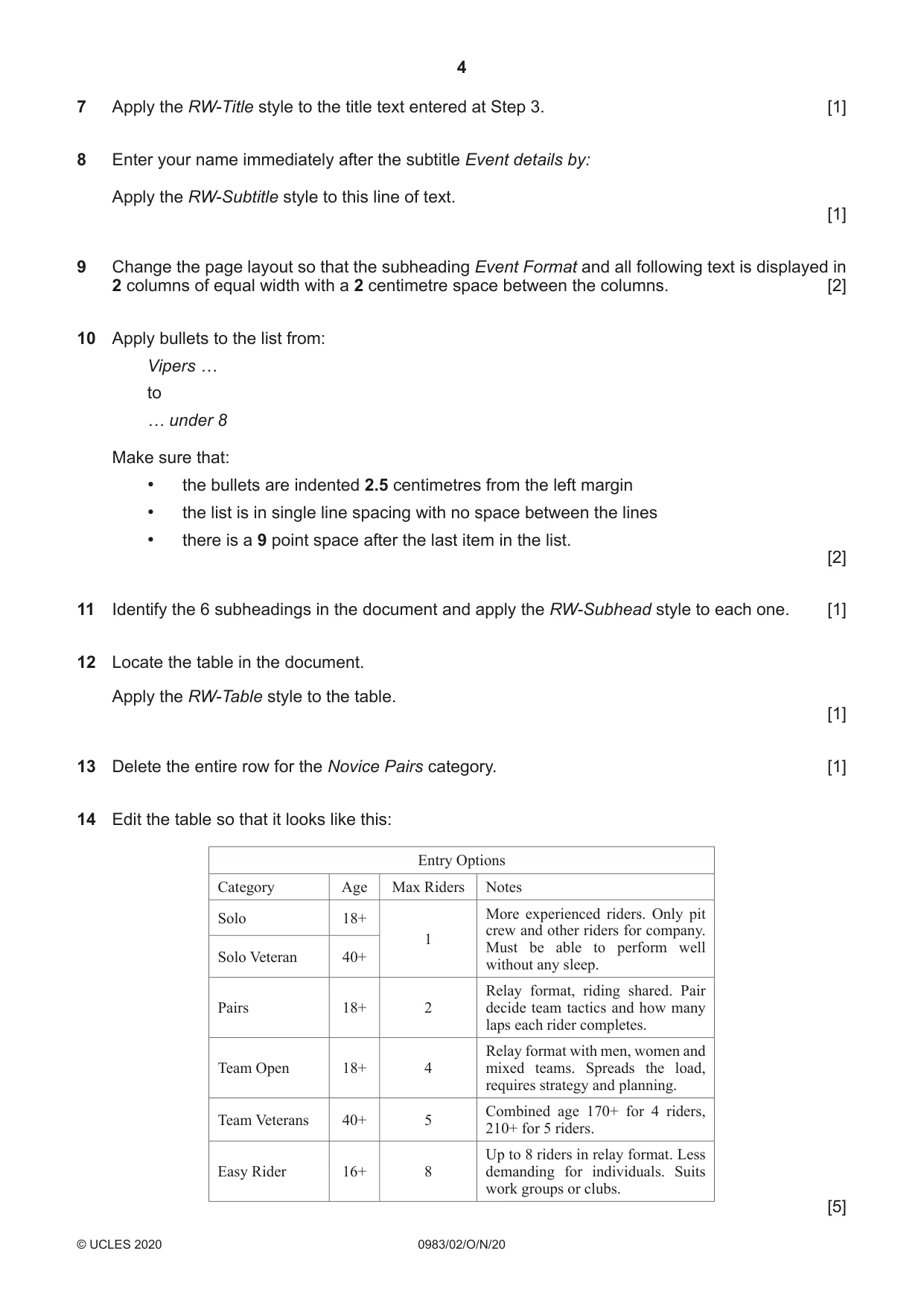 Cambridge IGCSE Information and Communication Technology (9-1) 0983 2020 Oct/Nov Paper 2 · Variant 0 question paper, page 4 of 16