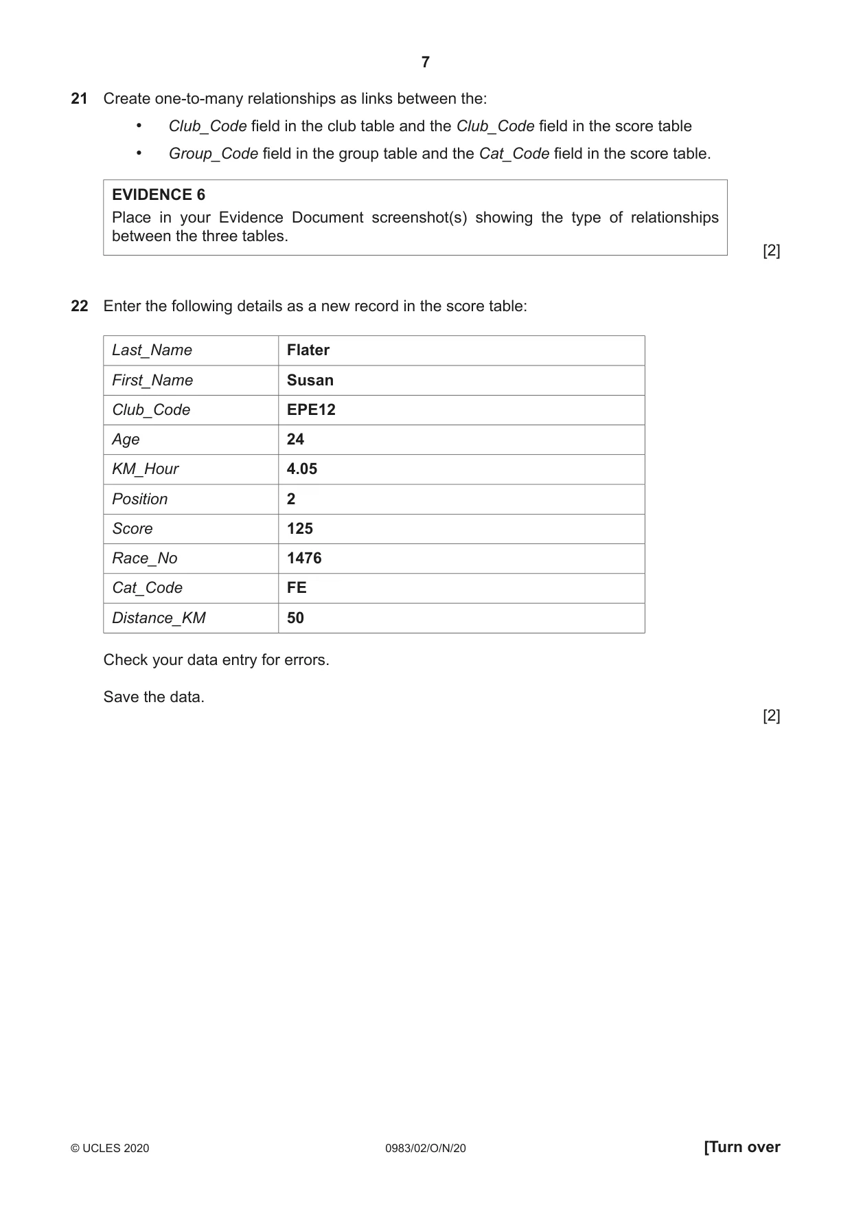 Cambridge IGCSE Information and Communication Technology (9-1) 0983 2020 Oct/Nov Paper 2 · Variant 0 question paper, page 7 of 16