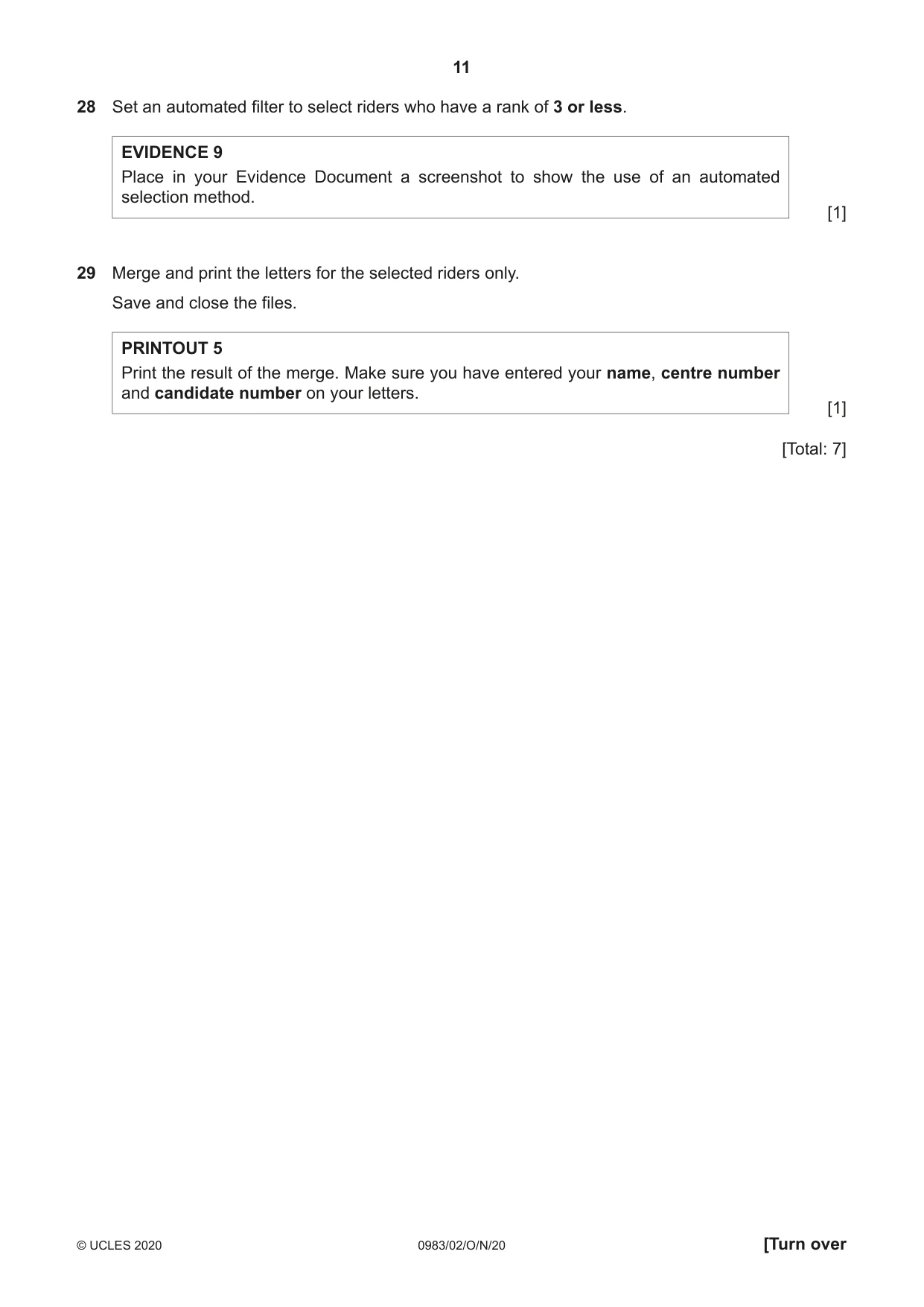 Cambridge IGCSE Information and Communication Technology (9-1) 0983 2020 Oct/Nov Paper 2 · Variant 0 question paper, page 11 of 16