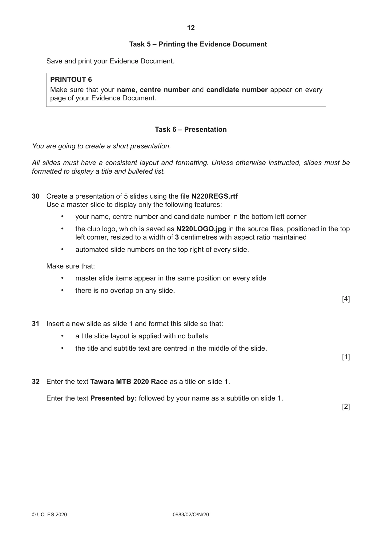 Cambridge IGCSE Information and Communication Technology (9-1) 0983 2020 Oct/Nov Paper 2 · Variant 0 question paper, page 12 of 16