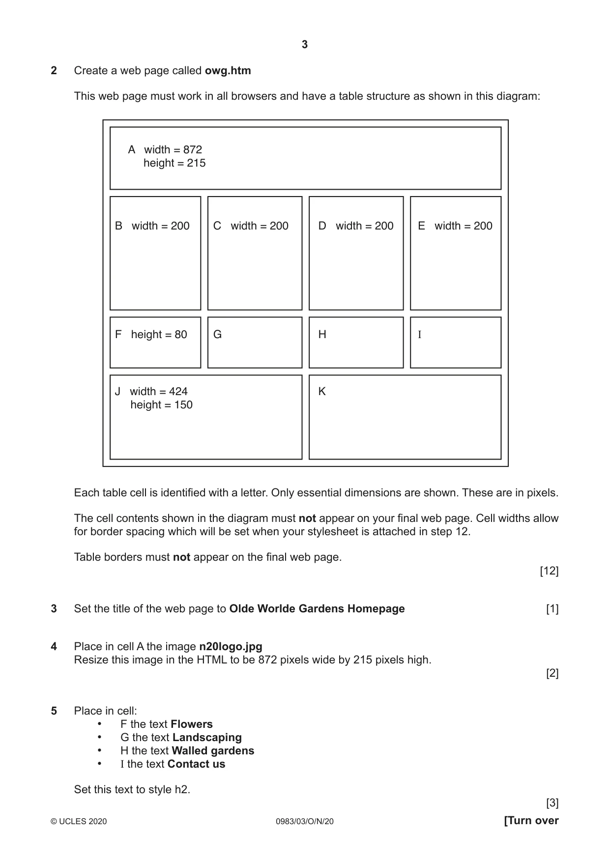 Cambridge IGCSE Information and Communication Technology (9-1) 0983 2020 Oct/Nov Paper 3 · Variant 0 question paper, page 3 of 8