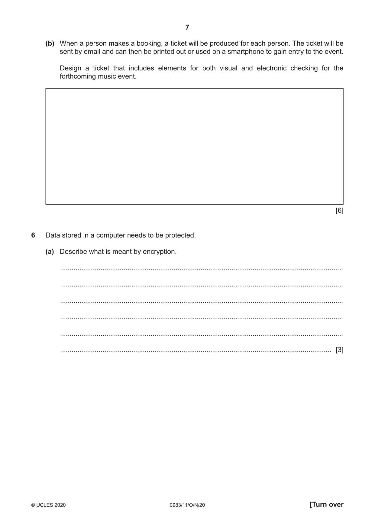 Cambridge IGCSE Information and Communication Technology (9-1) 0983 2020 Oct/Nov Paper 1 · Variant 1 question paper, page 7 of 16