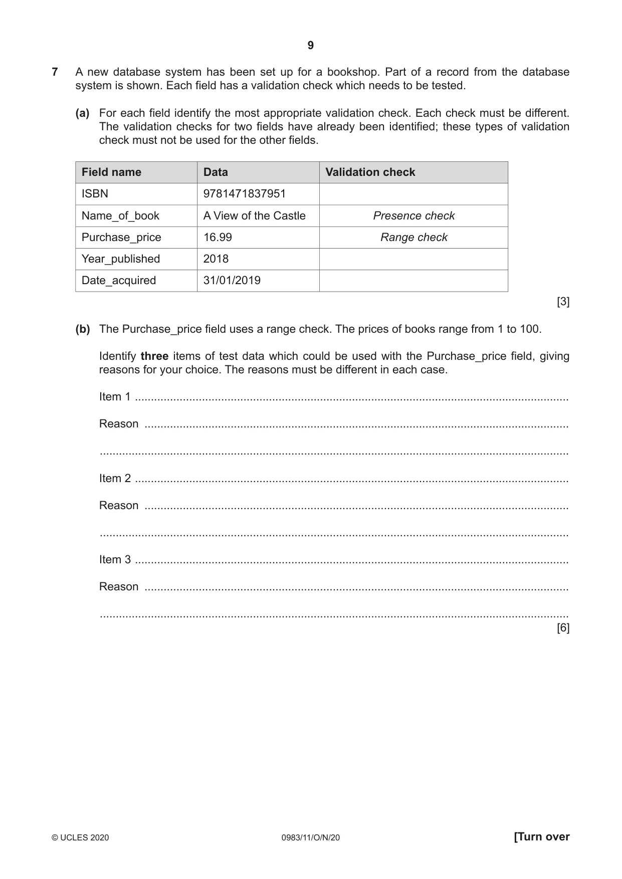 Cambridge IGCSE Information and Communication Technology (9-1) 0983 2020 Oct/Nov Paper 1 · Variant 1 question paper, page 9 of 16