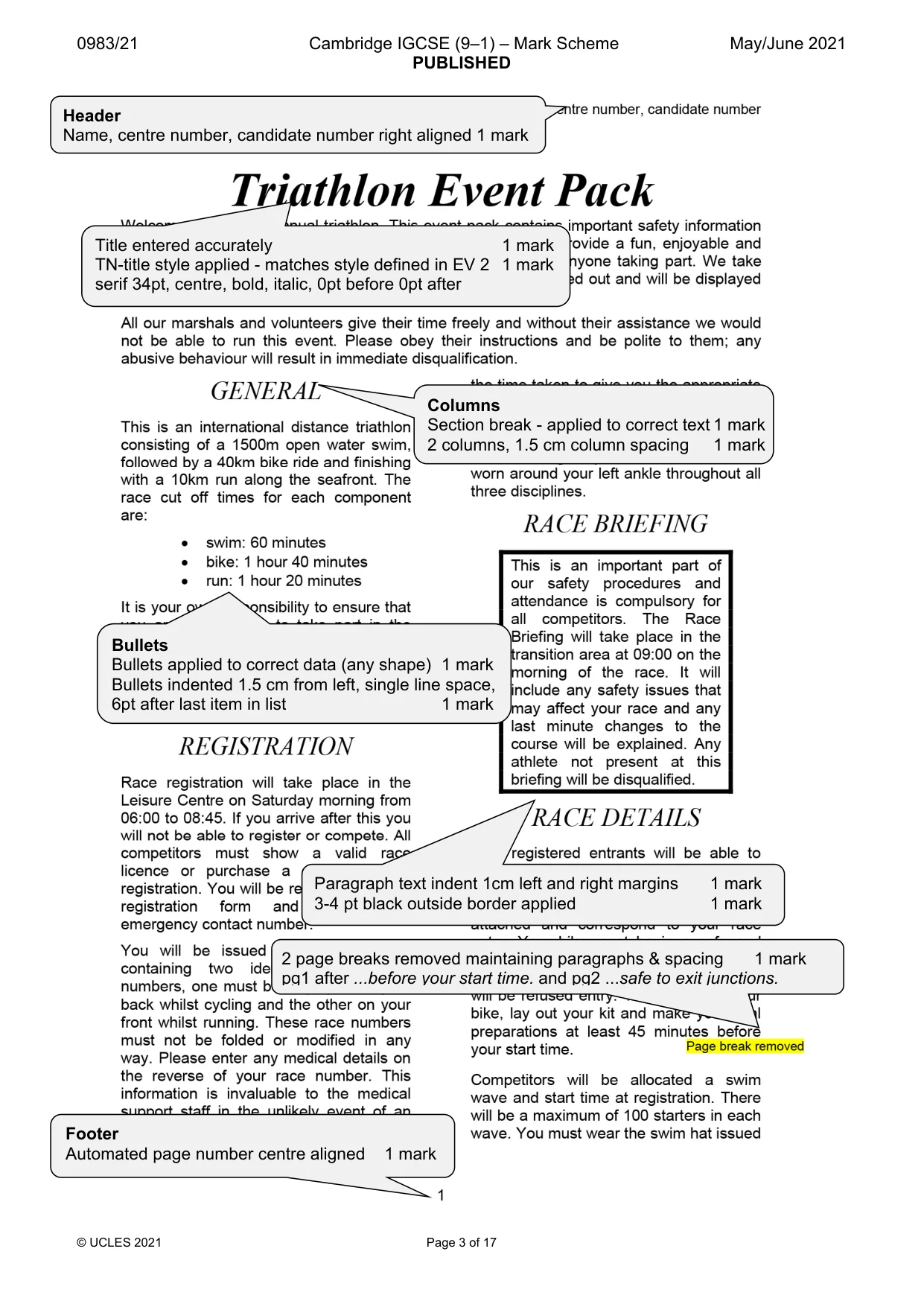 Mark scheme, page 3 of 17