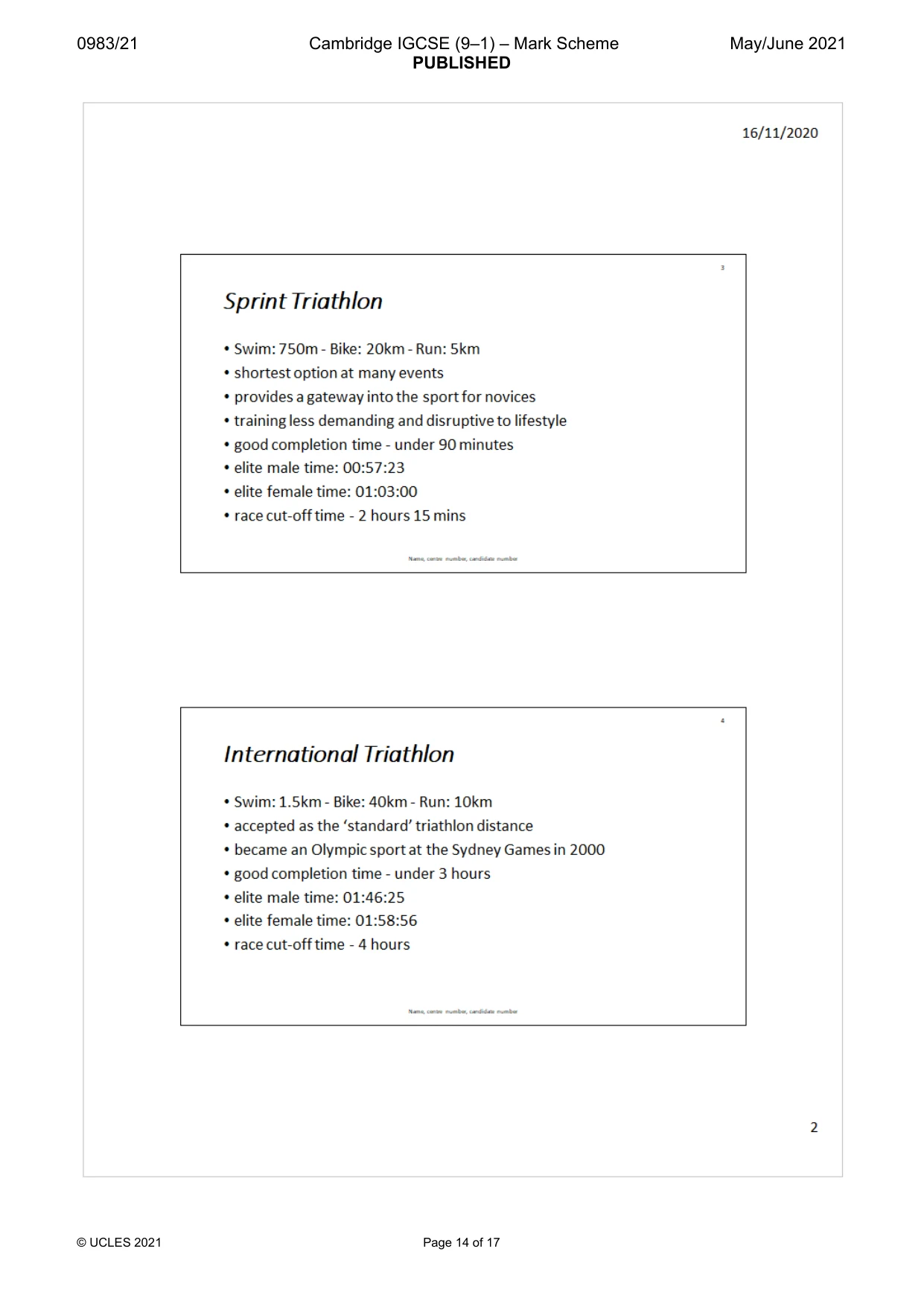Mark scheme, page 14 of 17