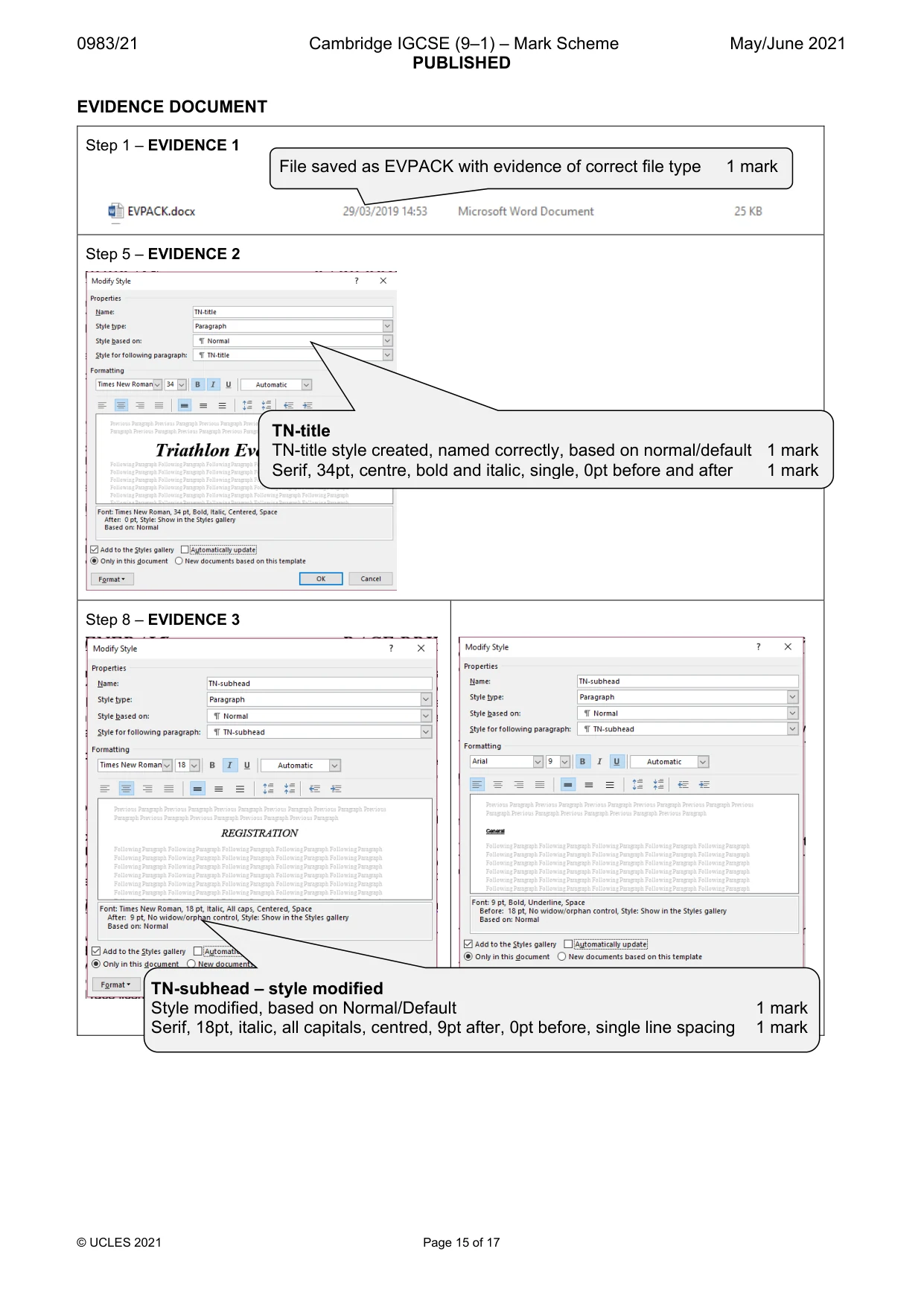 Mark scheme, page 15 of 17