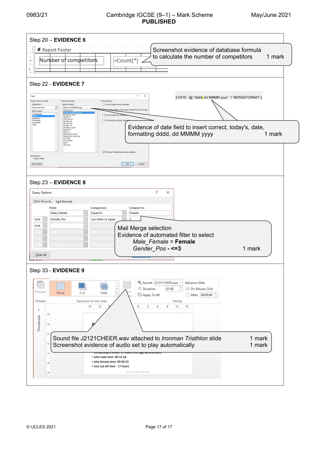 Mark scheme, page 17 of 17