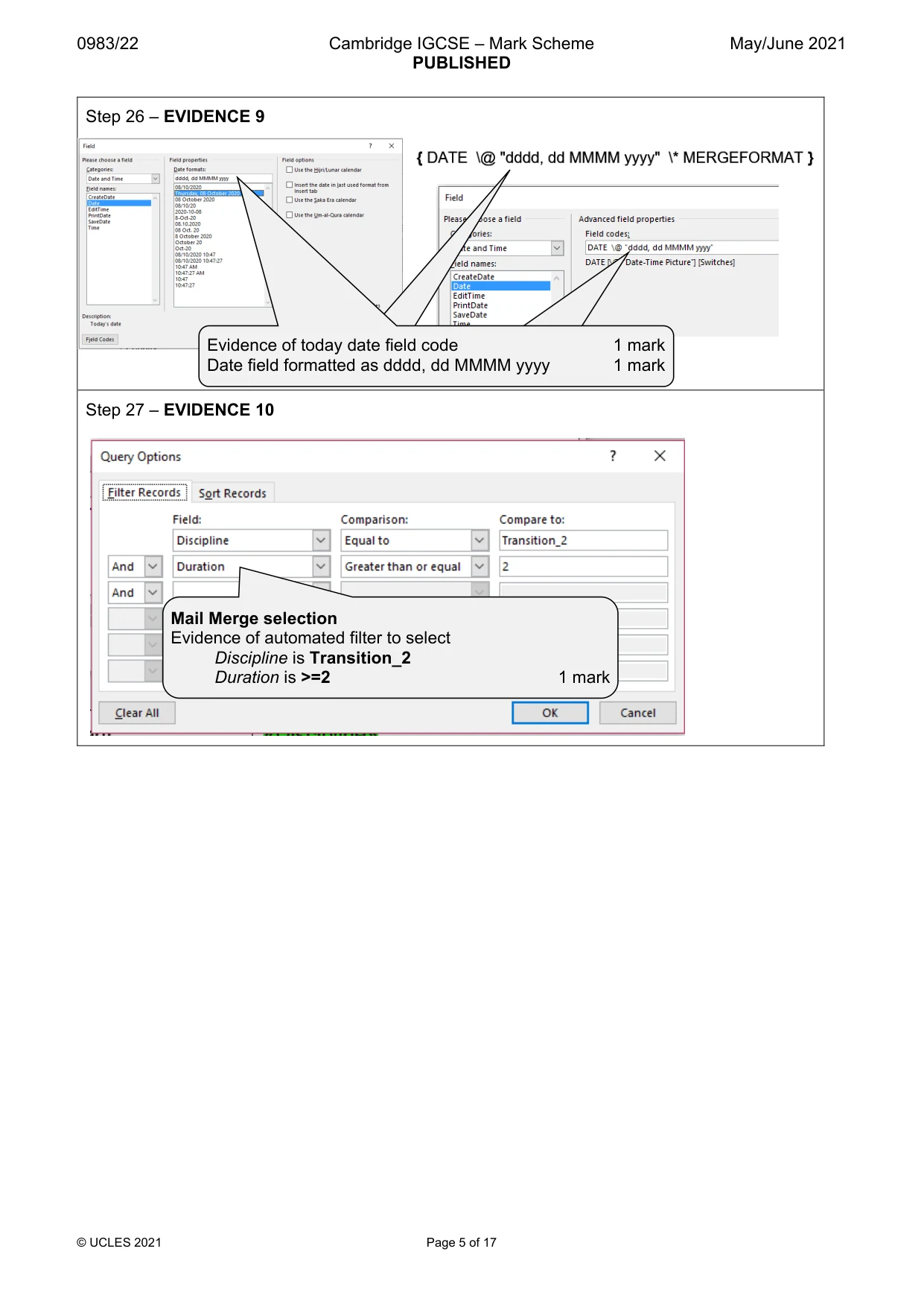 Mark scheme, page 5 of 17