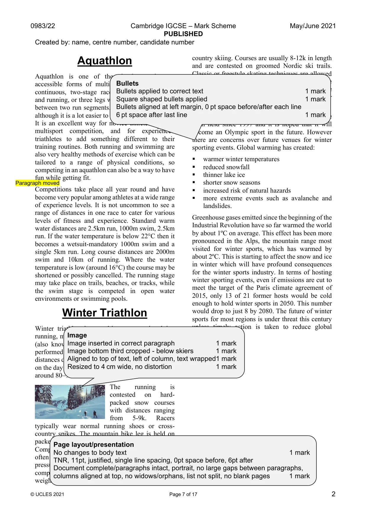 Mark scheme, page 7 of 17