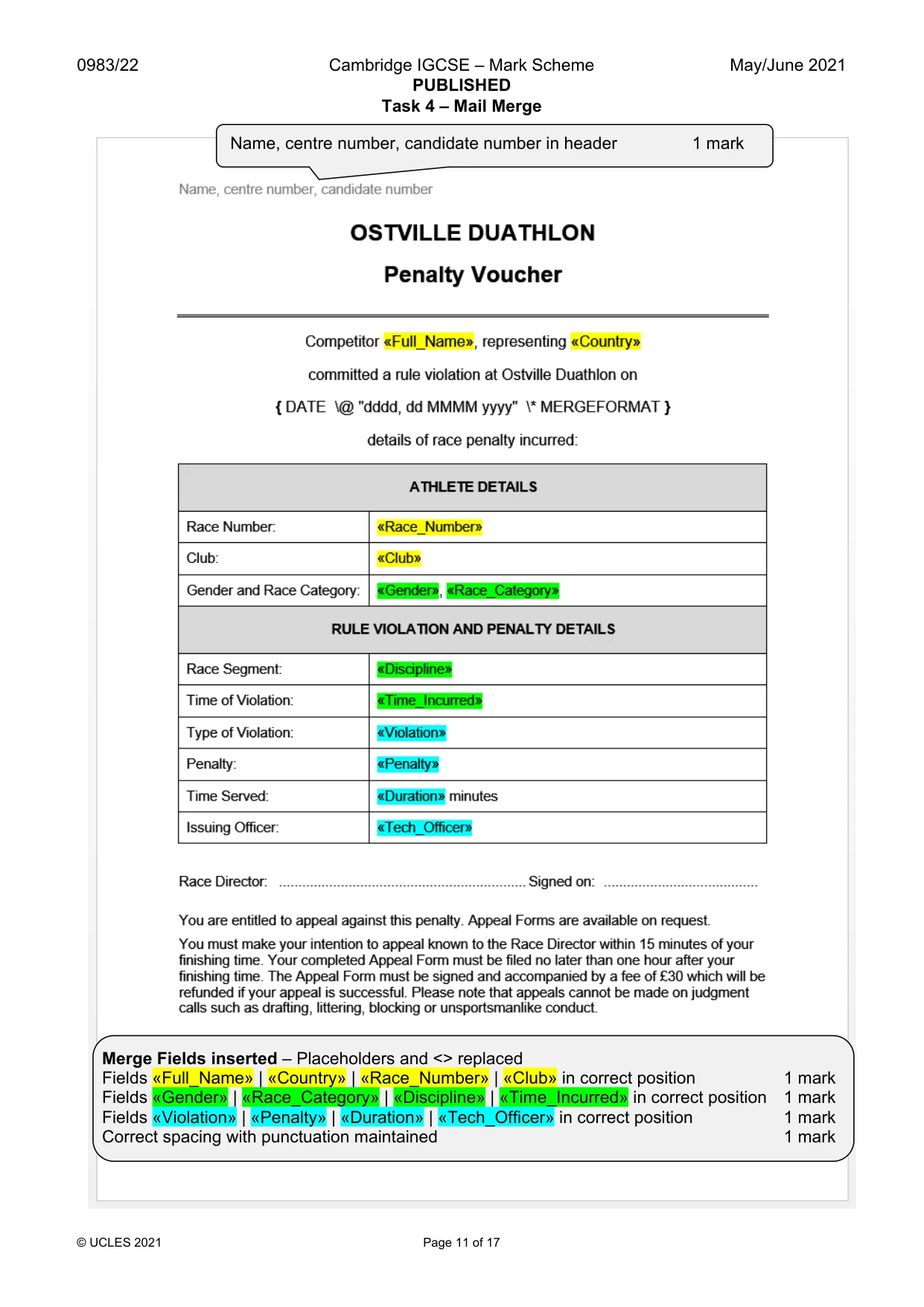 Mark scheme, page 11 of 17